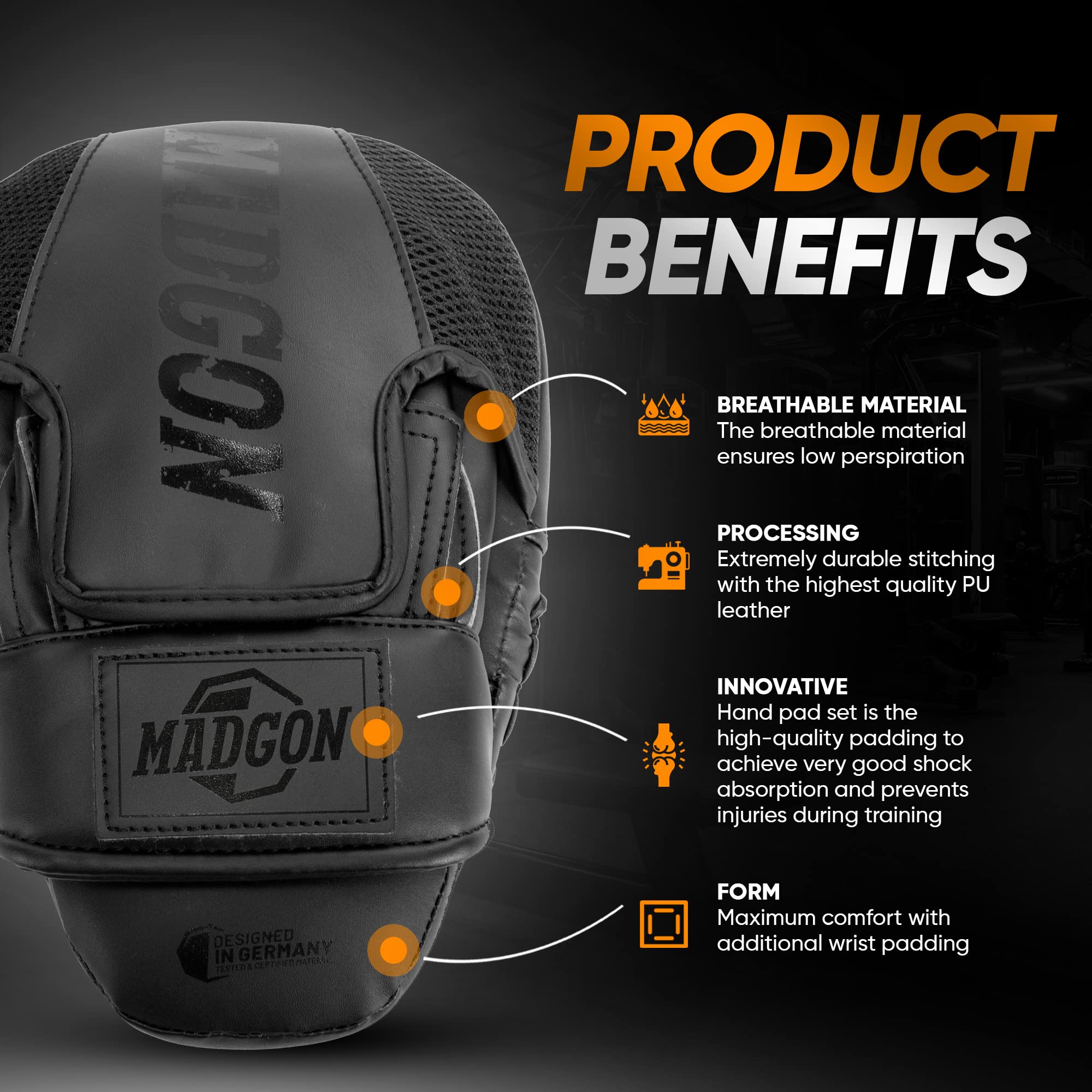 MADGON Pao Boxe avec Rembourrage de Haute Qualité pour Une Absorption Optimale des Chocs – Patte