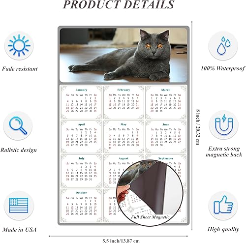 Miniatura 5 de Calendario magnético 2024  Imanes del calendario  Today is my Lucky Day  Resistente a la decoloración, desgarros y agua  Temática de gato 014 (5.25
