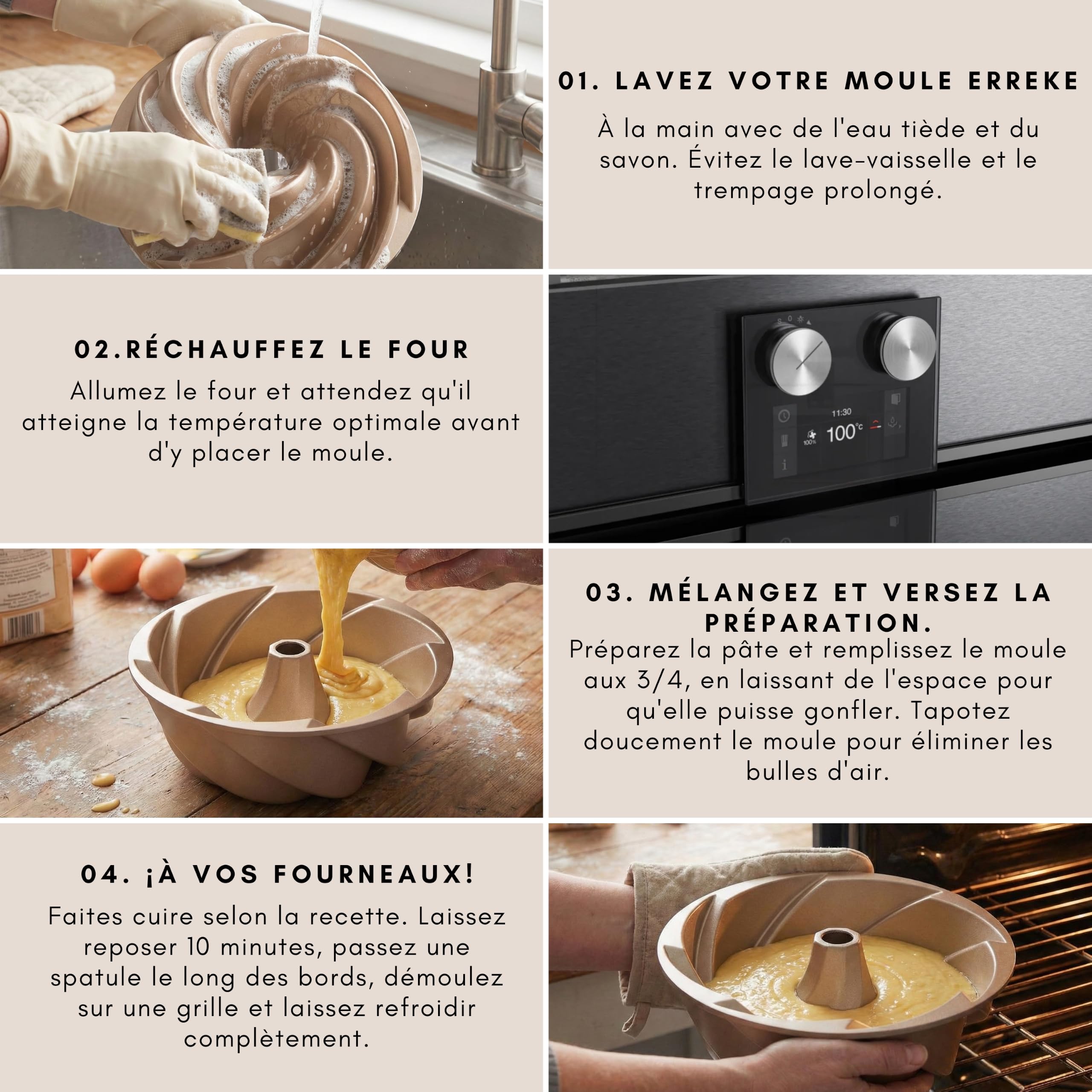 Erreke Moule à Gâteau avec Double Revêtement Antiadhésif, Spirale | Moule Kouglof. Moule Gateau. Moule à Tarte. Aluminium Moulé Résistant. Savarin Cuisson Uniforme. Pour Pâtisserie Maison