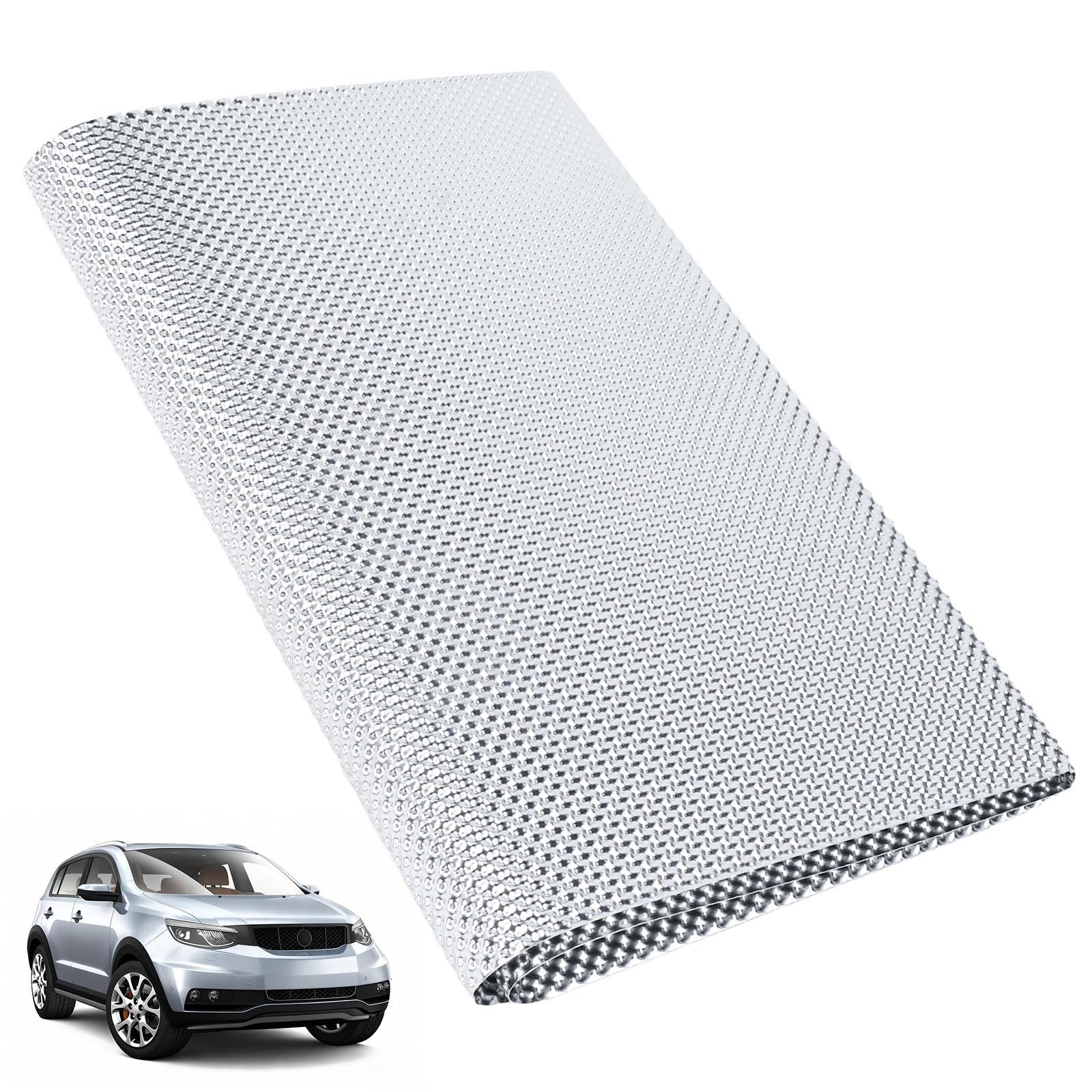 Piastra Termica Isolante Alluminio 100x40cm, Lamiera di Protezione del Calore Goffrata, Paratia Termica Auto per Alte Temperature, Rotolo Pannello Termoriflettente per Tubo Scarico Auto Moto