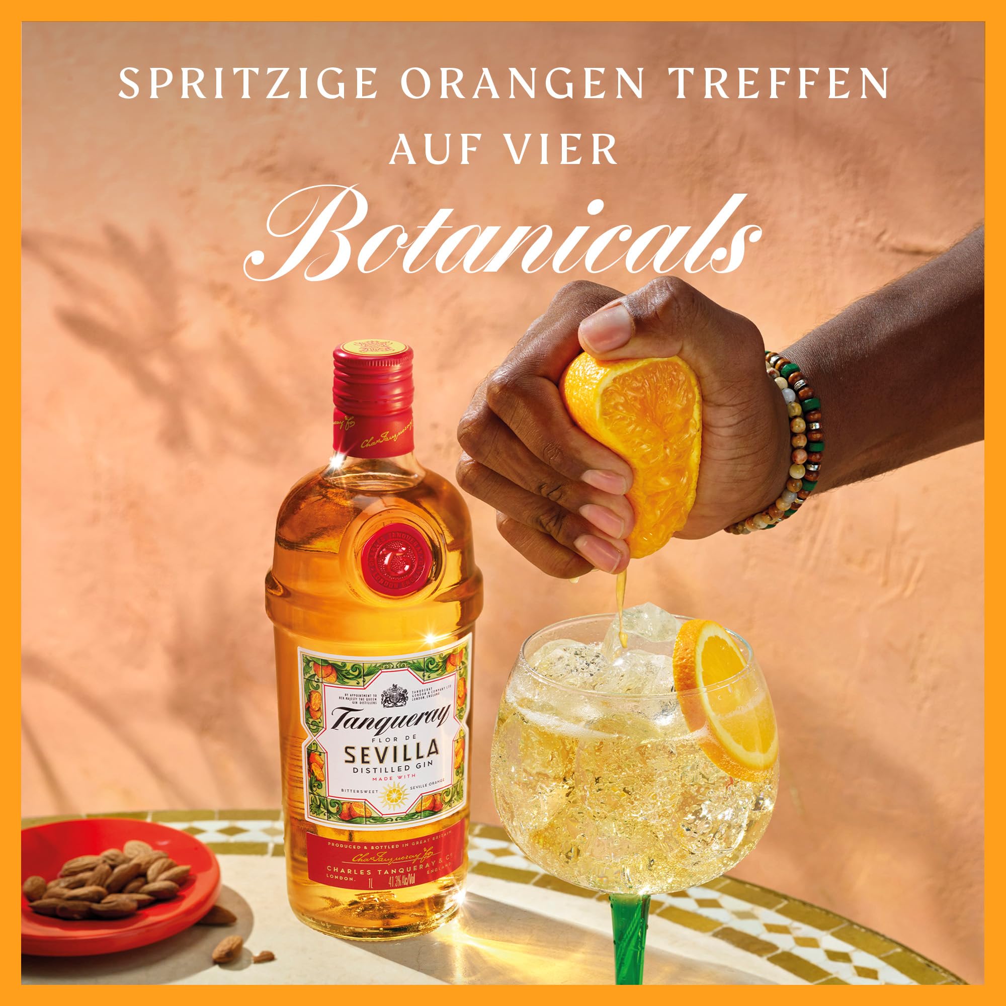 Tanqueray Flor de Sevilla Gin, Köstliche Orangenaromen, Perfekt für Cocktails & Abende mit Freunden, Exzellent in Gin Tonic, 41,3% vol, 1000ml Einzelflasche |