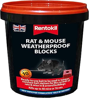 Rentokil PSMR42 Rat and Mouse Weatherproof Blocks, Black, 11.5 x 11.5 x 11.5 cm