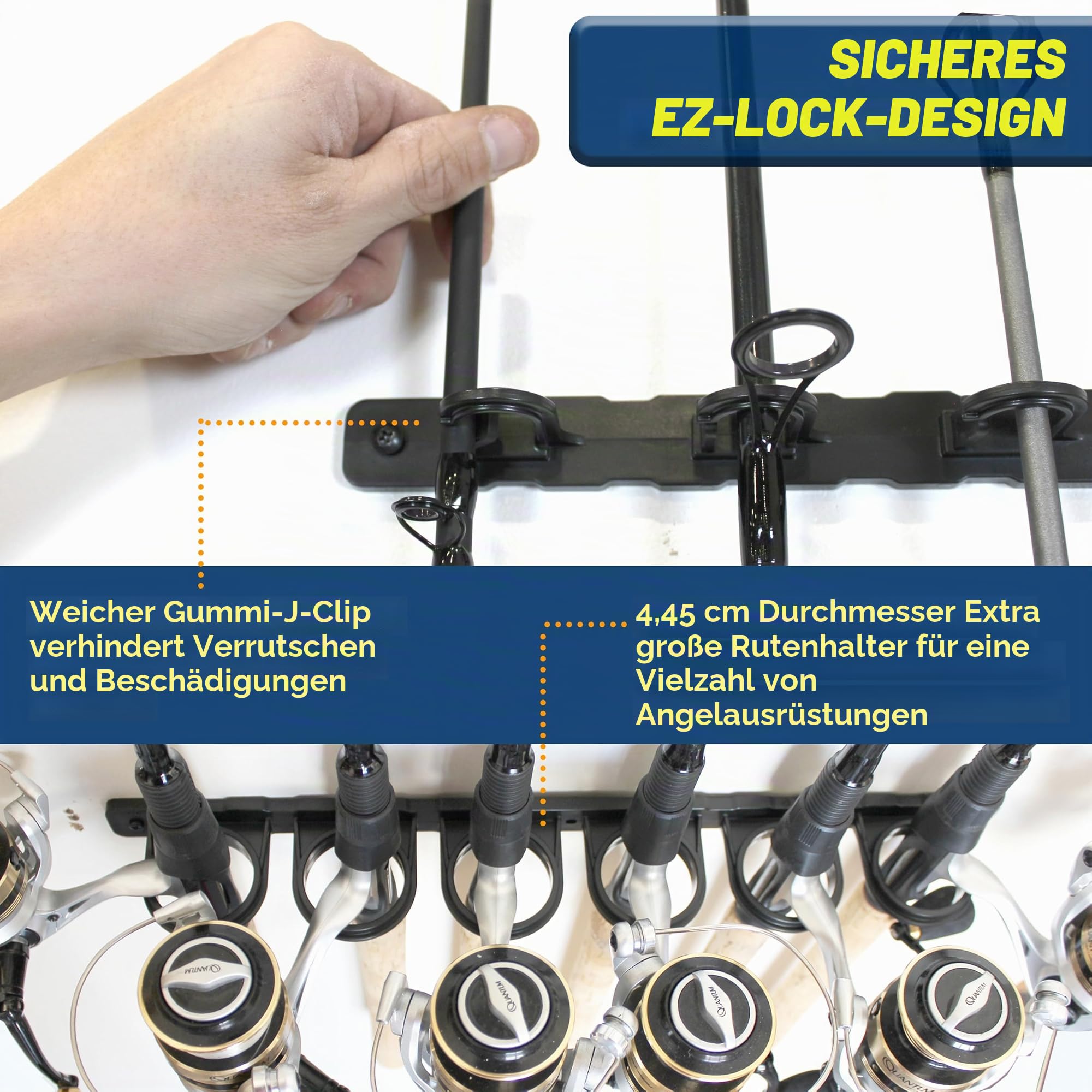 Rush Creek Creations, Decken-Angelrutenhalter für 6 Ruten, Angelrutenhalter zur Garagenorganisation und Wandaufbewahrung, für Angelrollen, Angelausrüstung und Angelzubehör (2 horizontale Halterungen)