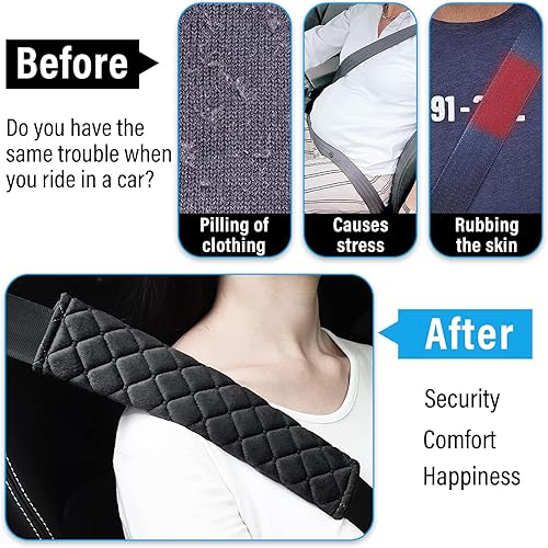 Miniatura 10 de Funda extra larga para cinturón de seguridad, cojín de correa de cinturón de seguridad súper suave, cómodo protector de cojín para el cuello,
