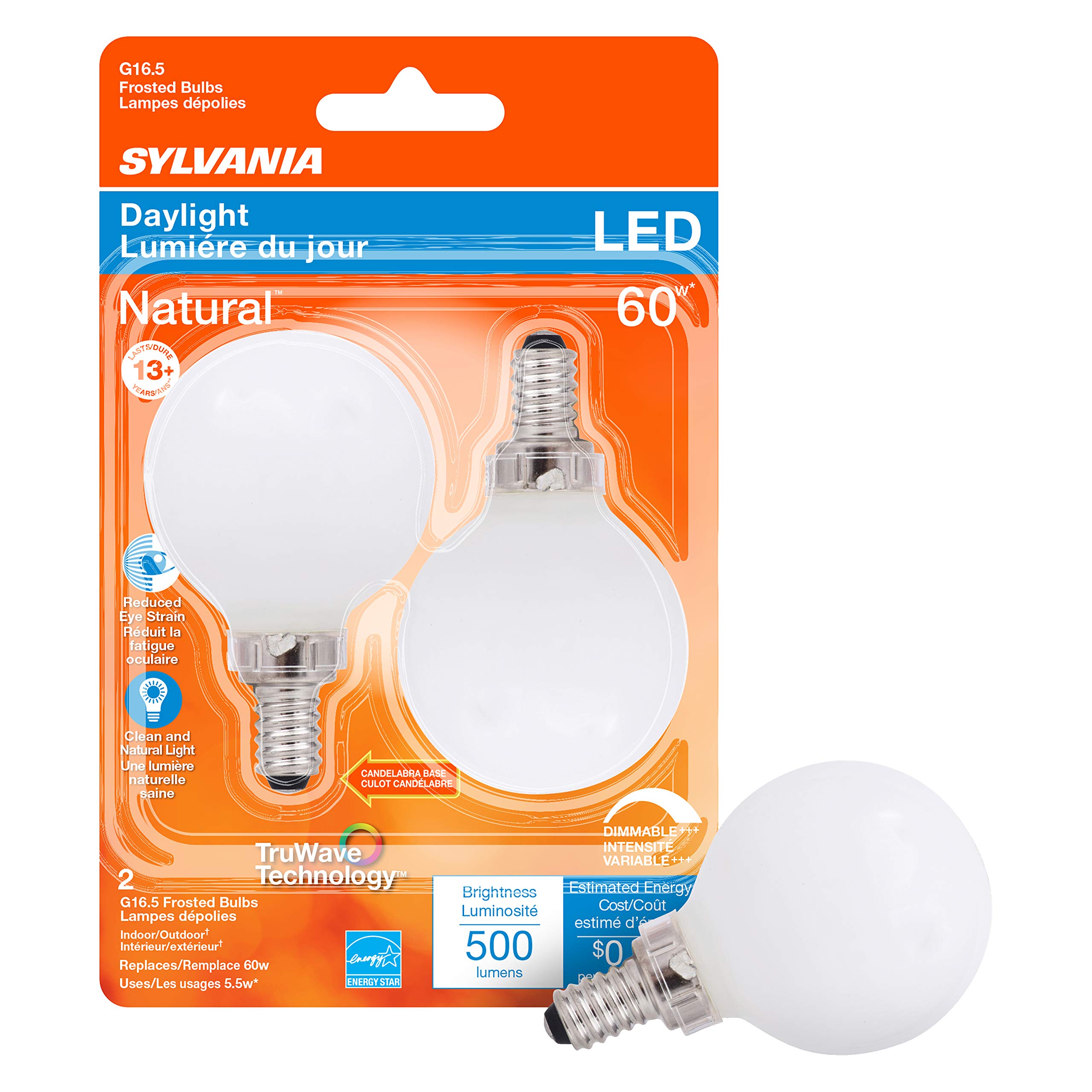 Sylvania LED TruWave Natural Series Décor G16.5 Light Bulb, 60W