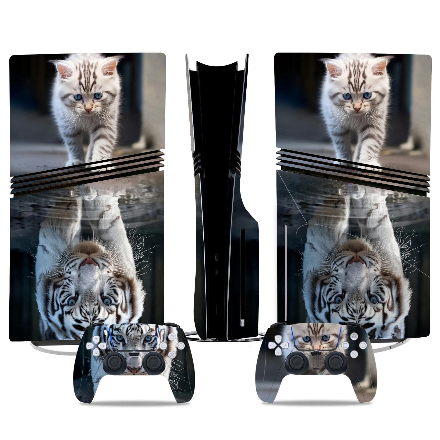 Kratzfest Für PS5 Pro Skin Disc Edition & Für PS5 Pro Skin Digital Edition Konsole Und Controller Vinyl Cover Skins Wraps Kratzfest Kompatibel 16701 Keine Schaumbildung(Disc Version)