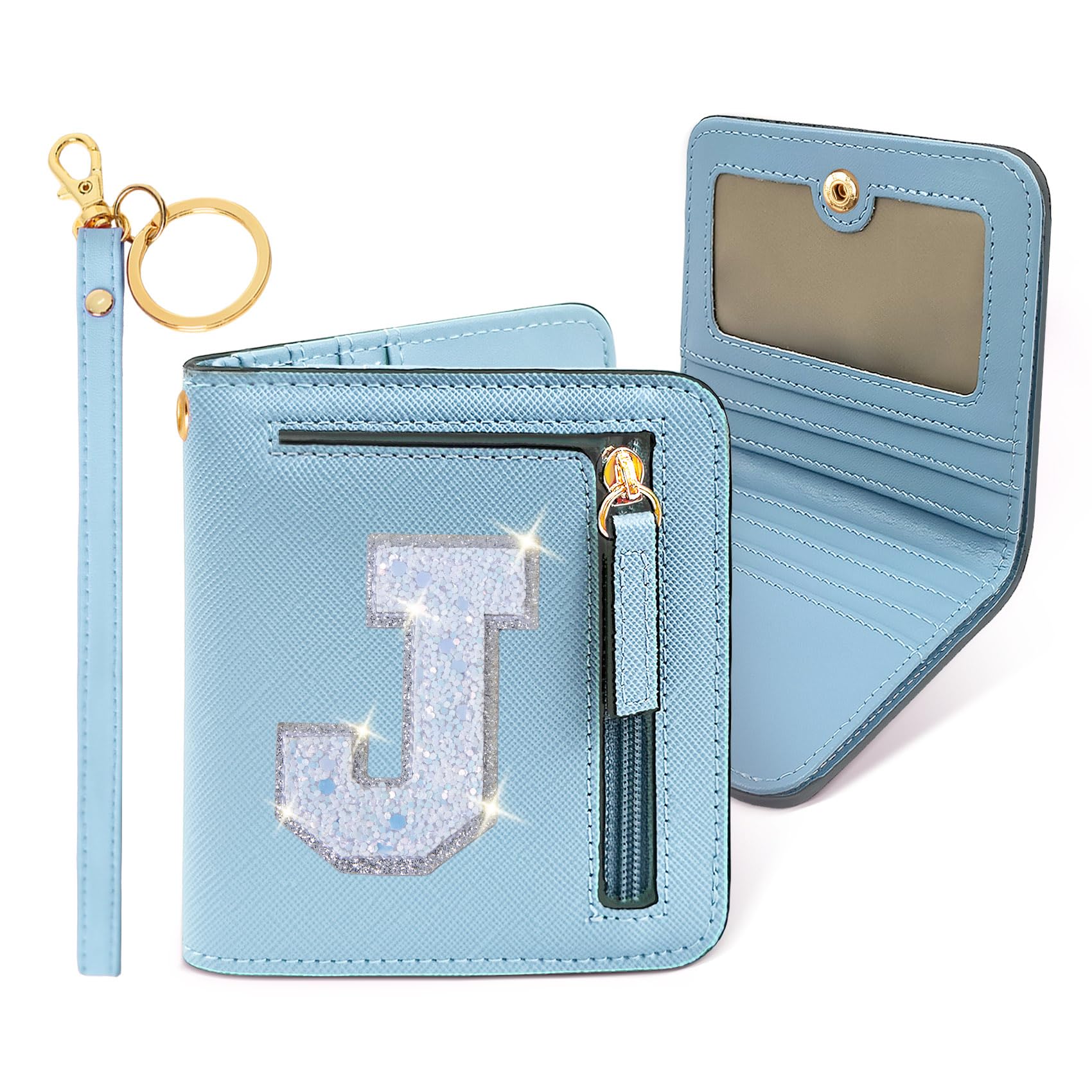 COSHAYSOO Small Wallet for Women Teenager Girl Personalized Initial Gift Preppy Letter Monogrammed Patch Mini Purse Waterproof for Travel Credit ID