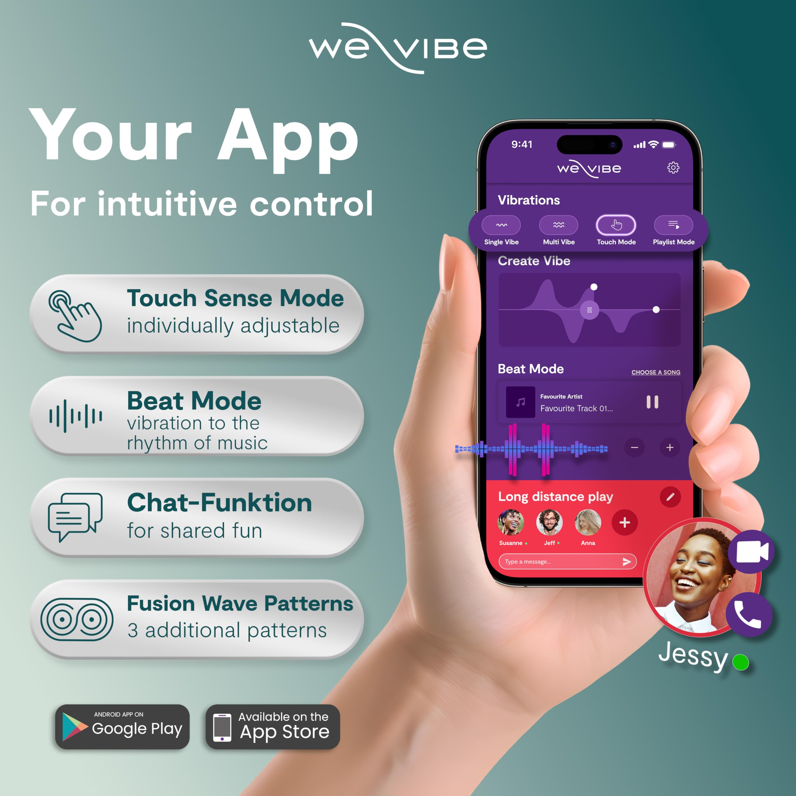 We-Vibe Chorus Pro Vibratore per Coppie con App e Telecomando | Giocattolo Erotico per Coppie in Silicone con 10 Livelli di Intensità | Stimolatore Clitoride & Punto G per Lui e Lei | Viola