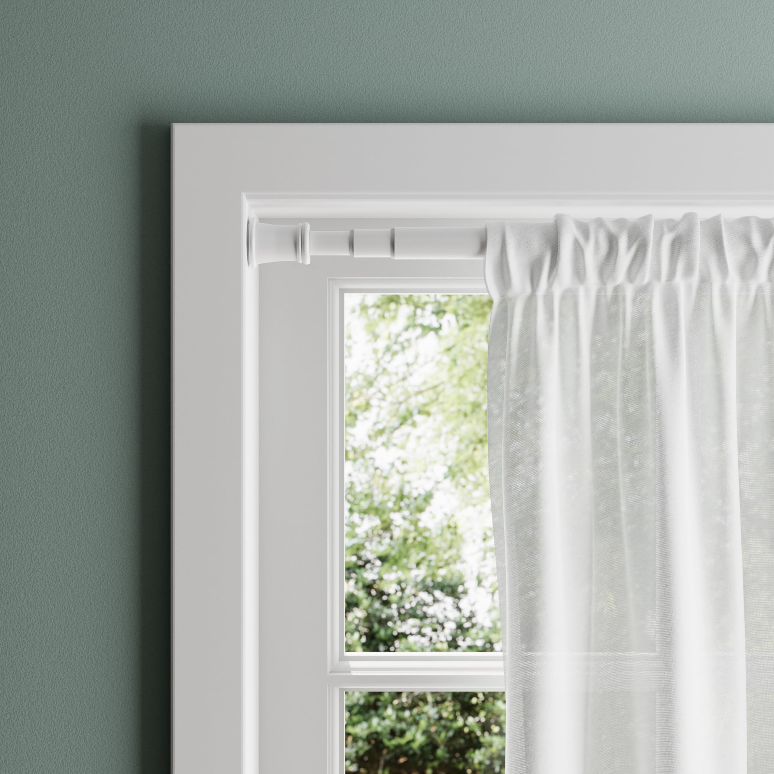 Zenna Home Window Curtain Rod, Adjustable 51" to 120", White – Telescoping Curtain Rods for Windows No Drilling – Easy Install Tension Curtain Pole for Kitchen Windows, Bathrooms, Closets