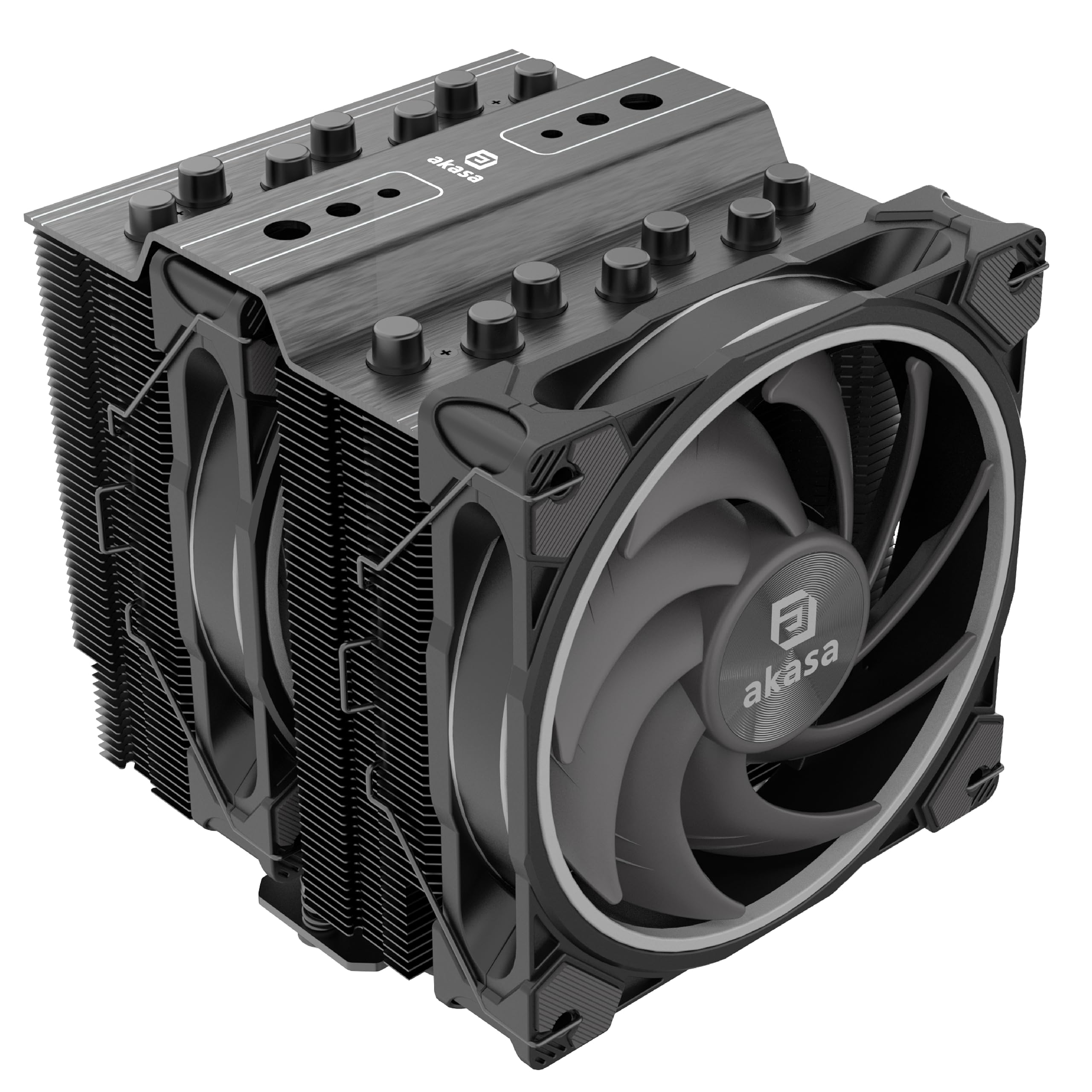 Akasa SOHO H7 Premium Dual Tower 7-Heatpipe chłodzenie procesora z adresowalną RGB, 250 W TDP, wentylator PWM 120 mm, obsługuje Intel LGA 1700/1200/115X/20XX AMD AM5/AM4, AK-CC4026HP01