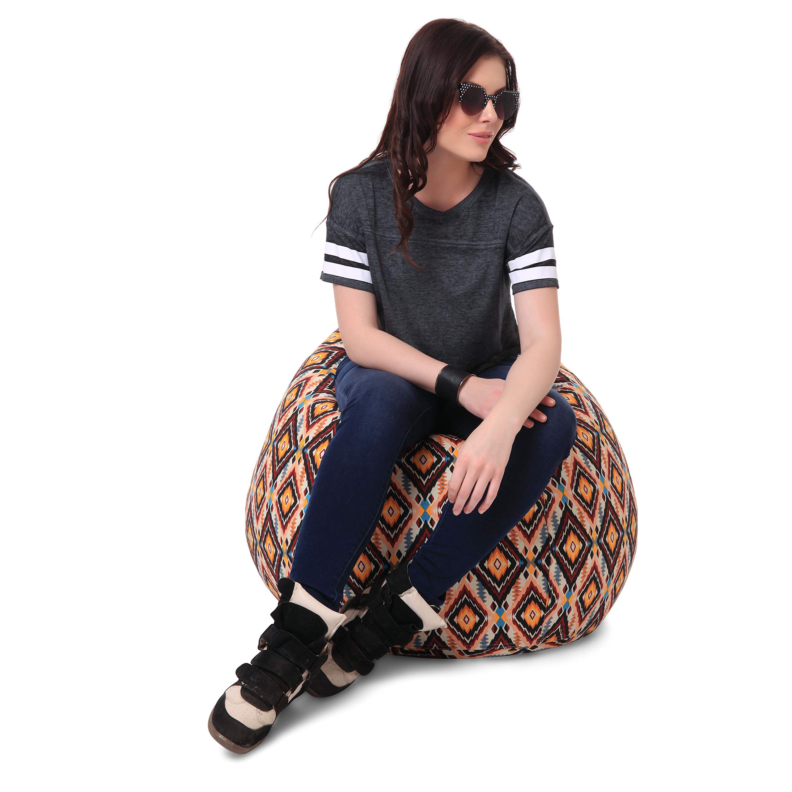 Style Homez Classic Cotton Canvas Geometric Printed Bean Bag XL Size Cover Only 3