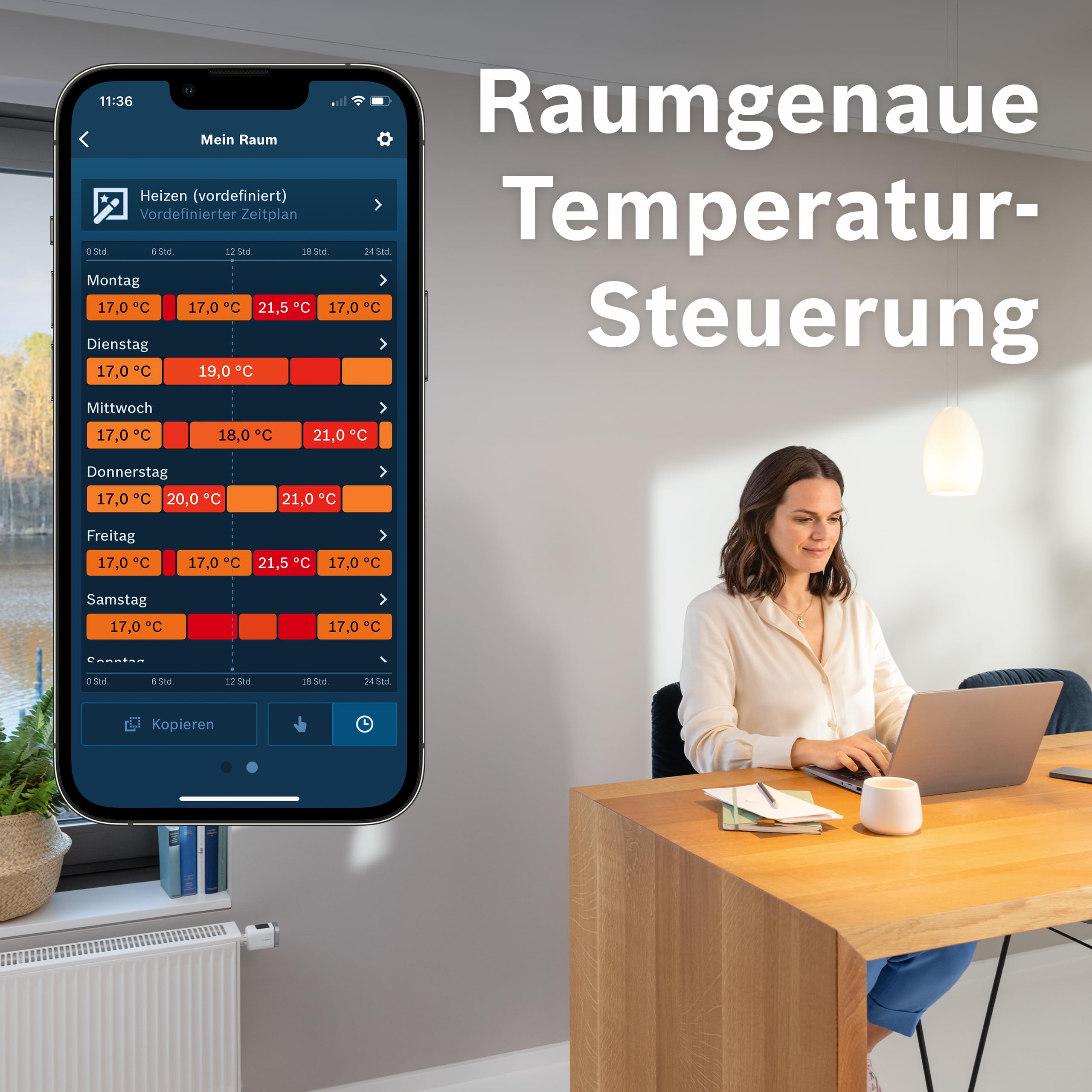 Bosch Smart Home smartes Heizkörperthermostat Starter-Set, 1x Controller II, 3x Heizkörperthermostat II [+M]