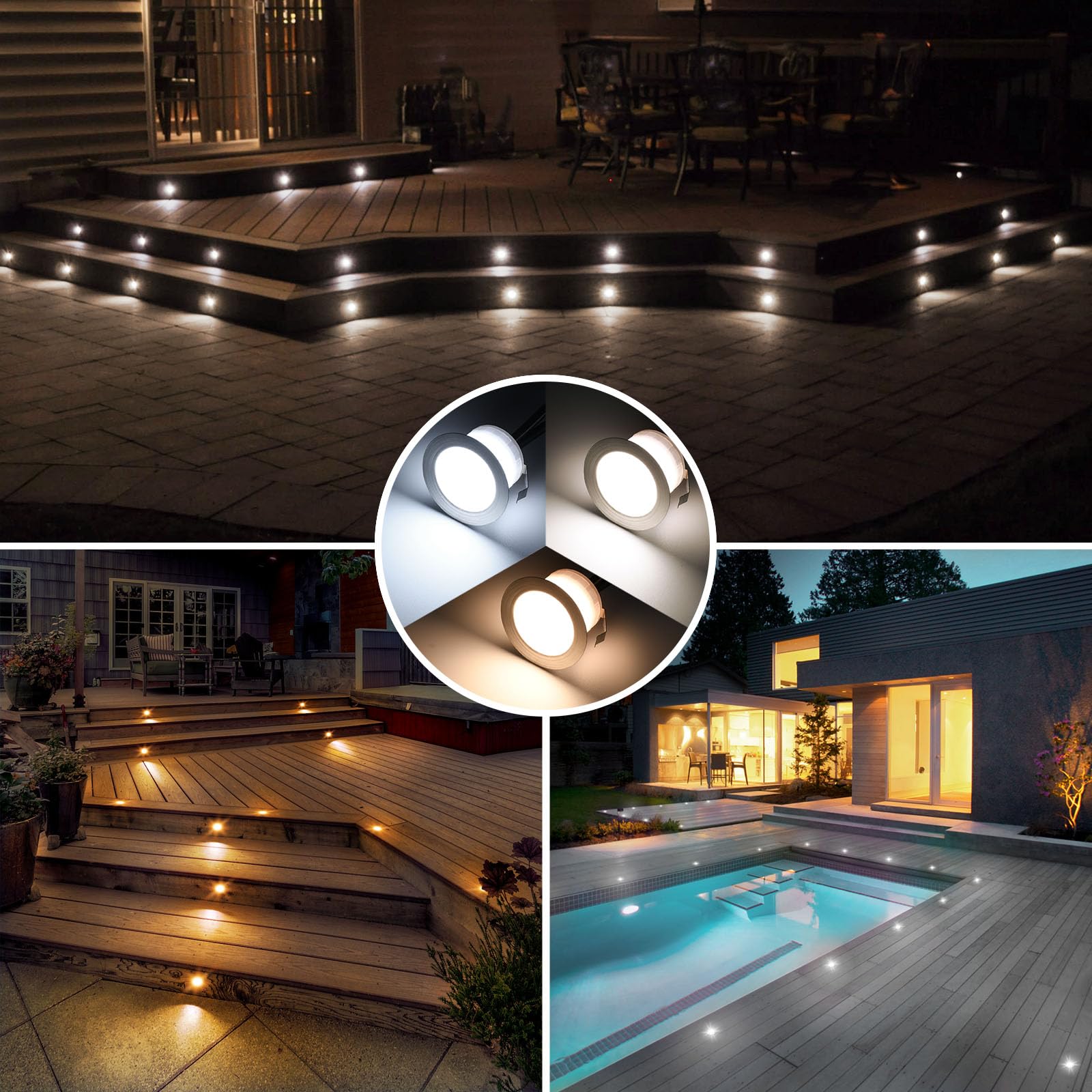 GEYUEYA Home Smart LED Decking Lights 45MM Deck Light with Remote ...