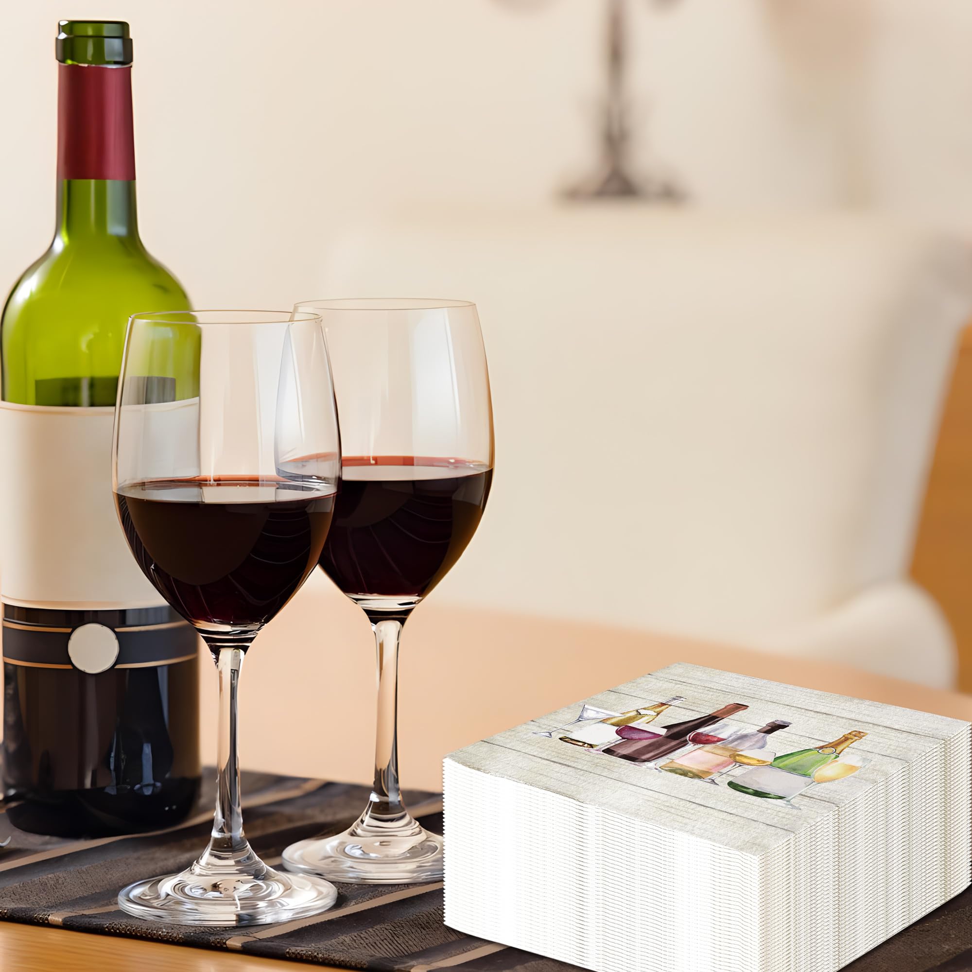 100 servilletas de cóctel de vino, desechables, para botellas de champán, servilletas de papel de 3 capas, servilletas de degustación de bar, servilletas de cena de camarero, servilletas de cena para