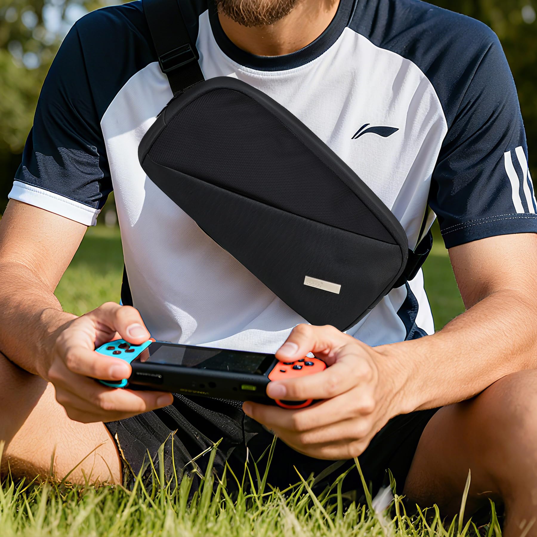 Lacdo Etui Transportowe dla Nintendo Switch 2 / Steam Deck OLED/ROG Xbox Ally X Przenośna torba do przechowywania, Ochronna Torba na Ramię Typu Crossbody, kompatybilny z Console & Accessories, Czarny