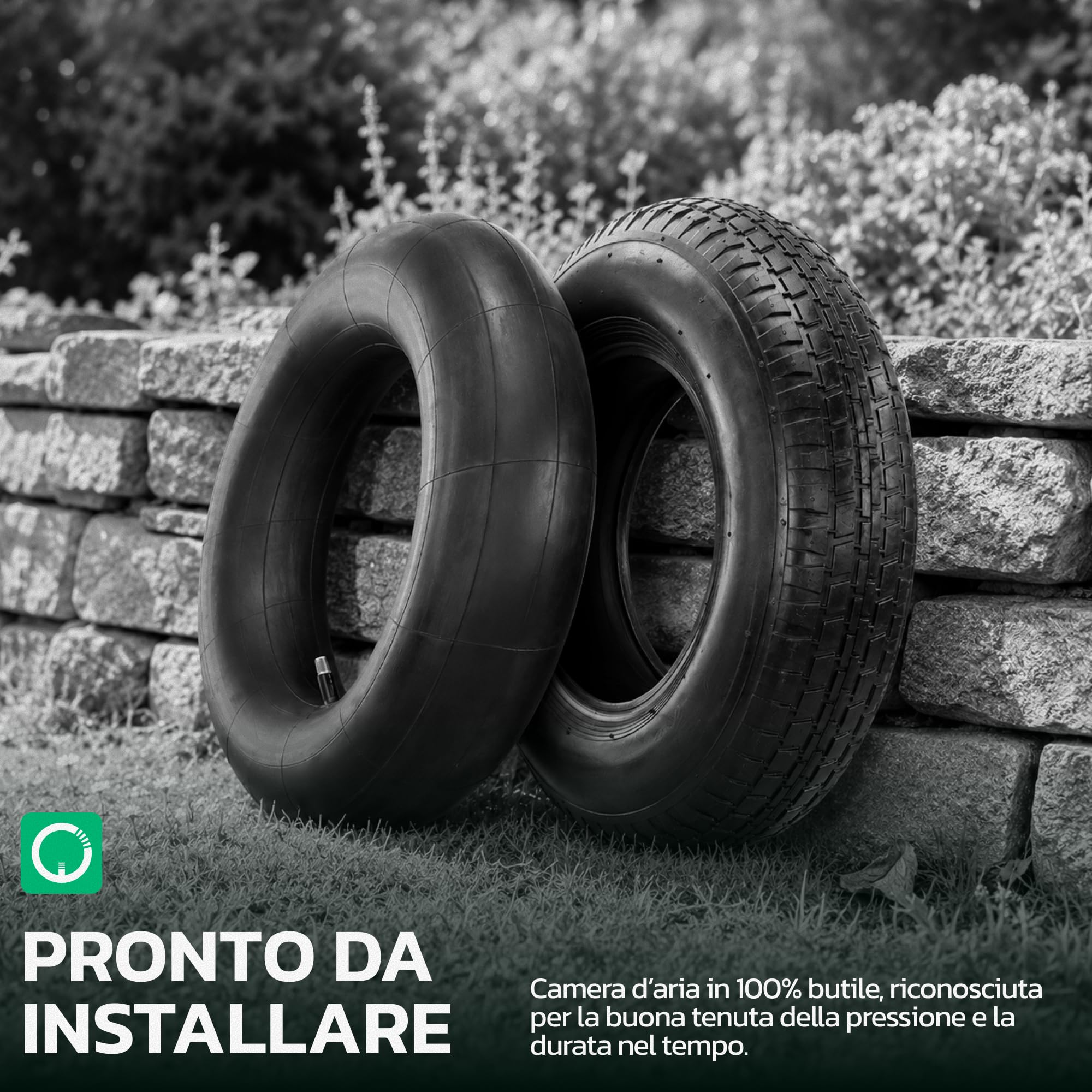 MOOVMOOV Pneumatico 4.80/4.00-8 con Camera d'aria Valvola Diritta TR13 - Gomma per Carriola Rinforzata 400x100 - Installazione Semplice e Veloce - Compatibile con Ruota 4.80 4.00-8 - Non Highway Speed