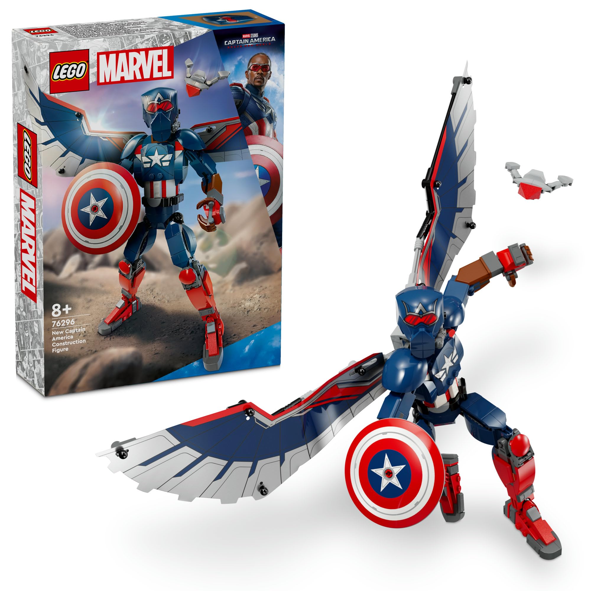 LEGO 76296 Super Heroes Captain America Figure, Toy, Toy, Present, Birthday Blocks, Christmas, Boys, Girls, Children, 8, 9, 10, Elementary School Students, Marvel Goods, Figurine