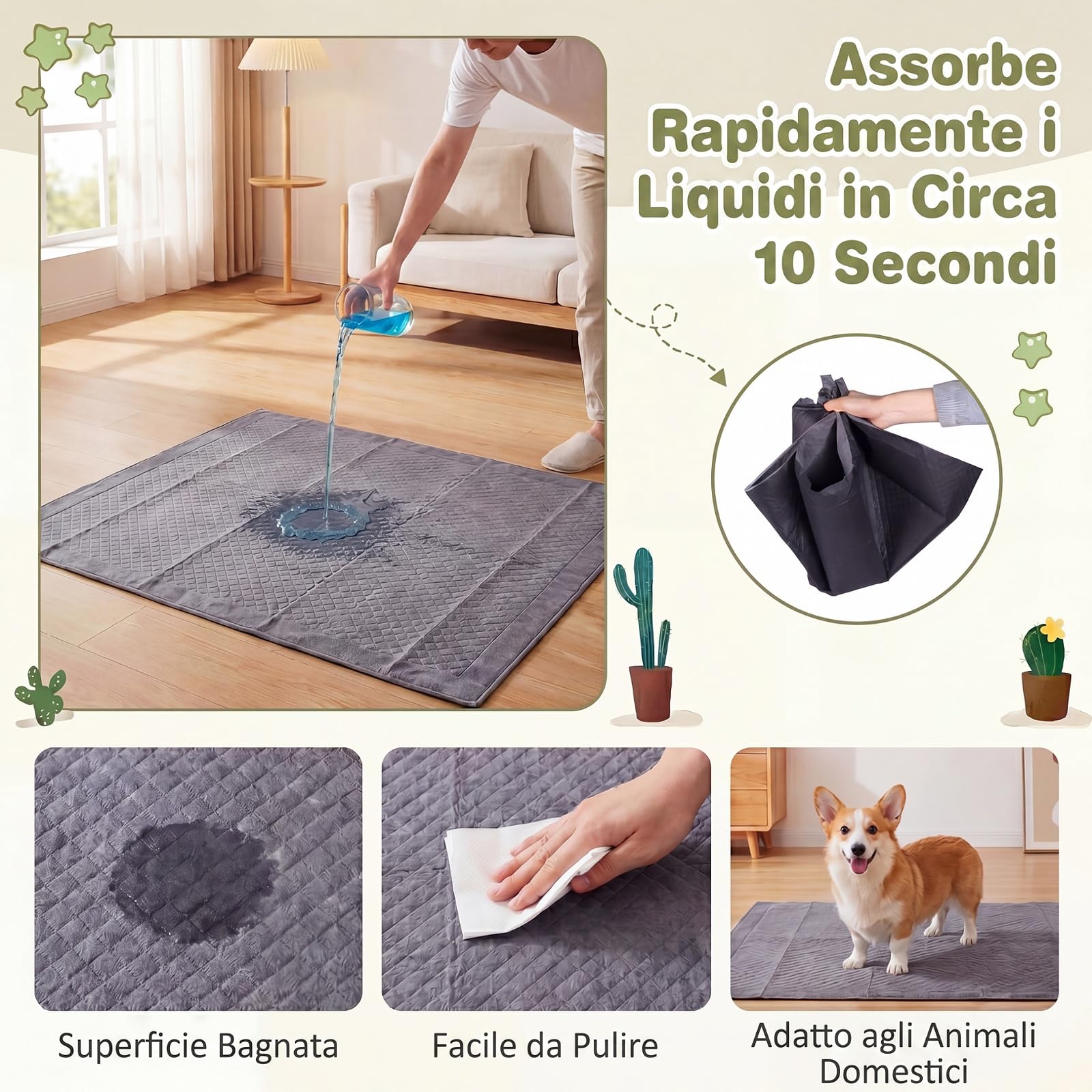GYMAX Tappetini Igienici per Cani al Carbone, Traversine Cani per Igieniche Antiodore con 6 Strati a Prova di Perdite e Superficie ad Asciugatura Rapida per Addestramento, 150 Pezzi, 60 x 60 cm
