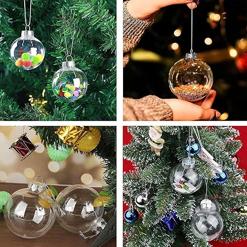 Miniatura 5 de 10 bolas de adorno transparentes de Navidad, bolas decorativas de plástico rellenables colgantes, decoraciones de bolas de Navidad transparentes