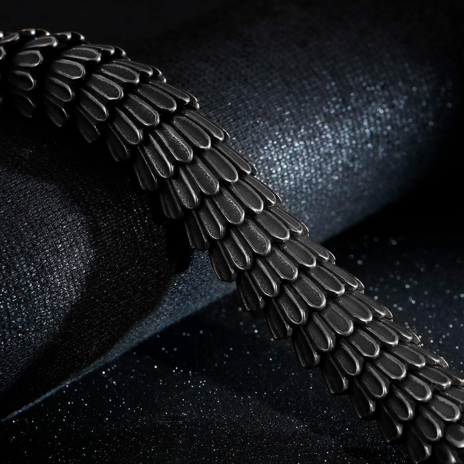 Kalen Dragon Scale Bracelet Vintage Stainless Steel Chain Design Black Metal Finish Men's Jewelry Gift for Him - Image 3