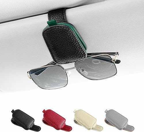 Miniatura 26 de SINGARO Soporte para lentes de sol para coche, hebilla magnética de cuero para visera de sol, clip para lentes de sol, clip para almacenamiento