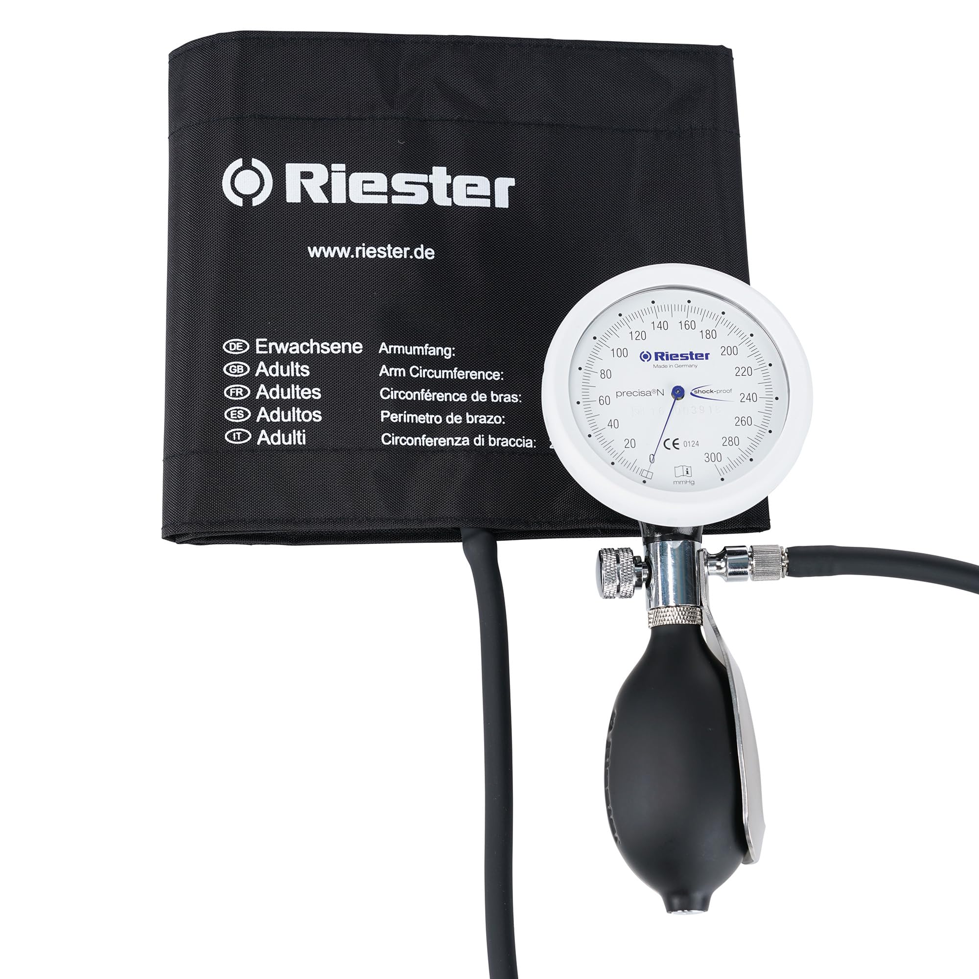 Riester 1364-107 precisa N shock-proof, tensiómetro, con brazalete velcro adulto, 1 tubo.