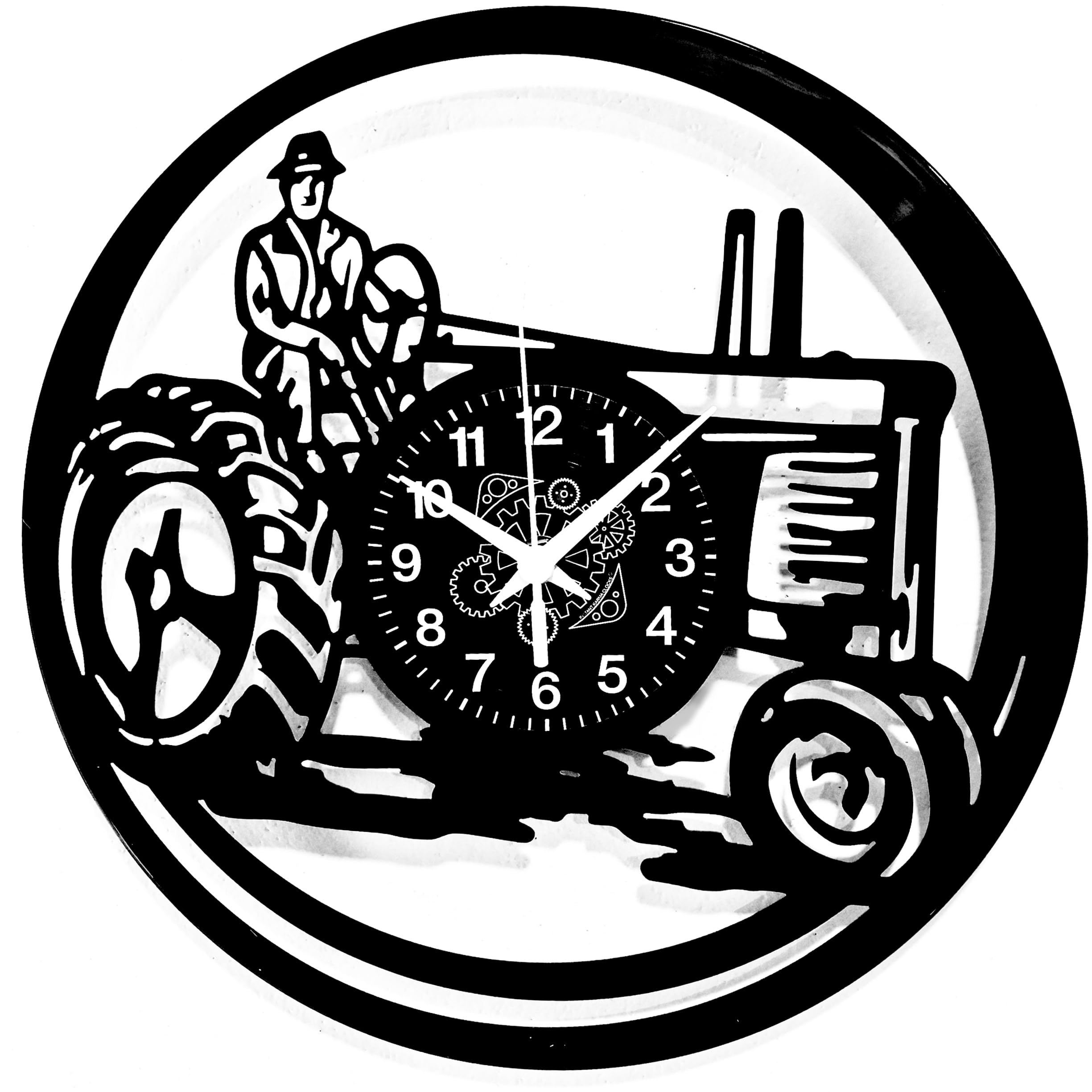 Instant Karma Clocks | Wall Clock | Farm | Farmer | Farmer | Tractor | Farming | Gift Idea (Black Vinyl)