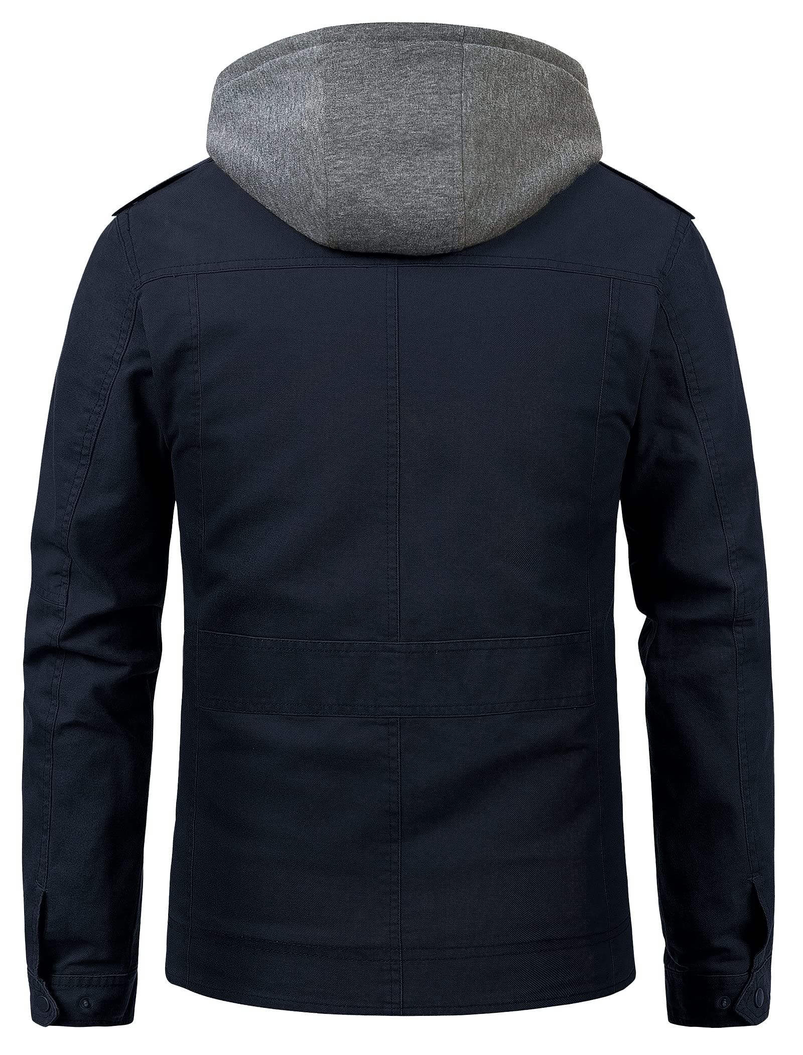 Pursky, Herren Militärjacke aus gewaschenem Baumwoll-Canvas, mit Kapuze, lässige Übergangsjacke für den Herbst
