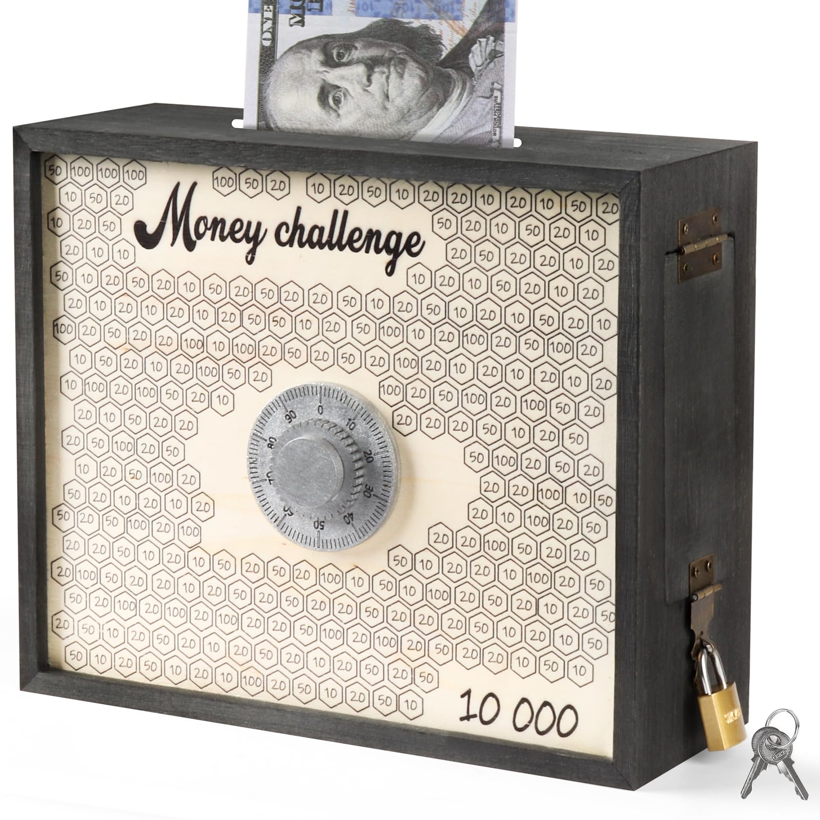 Amazon.com: Mczxon 10000 Savings Challenge Box with Lock, Wooden