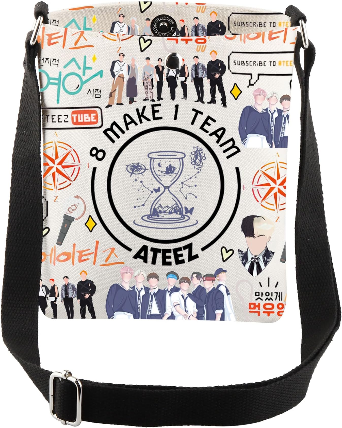 AT-Z Kpop Merchandise Gift 8 Make 1 Team Crossbod Bag Korean Boy Group Album Inspired Gift AT-Z Tour Merch for Fans