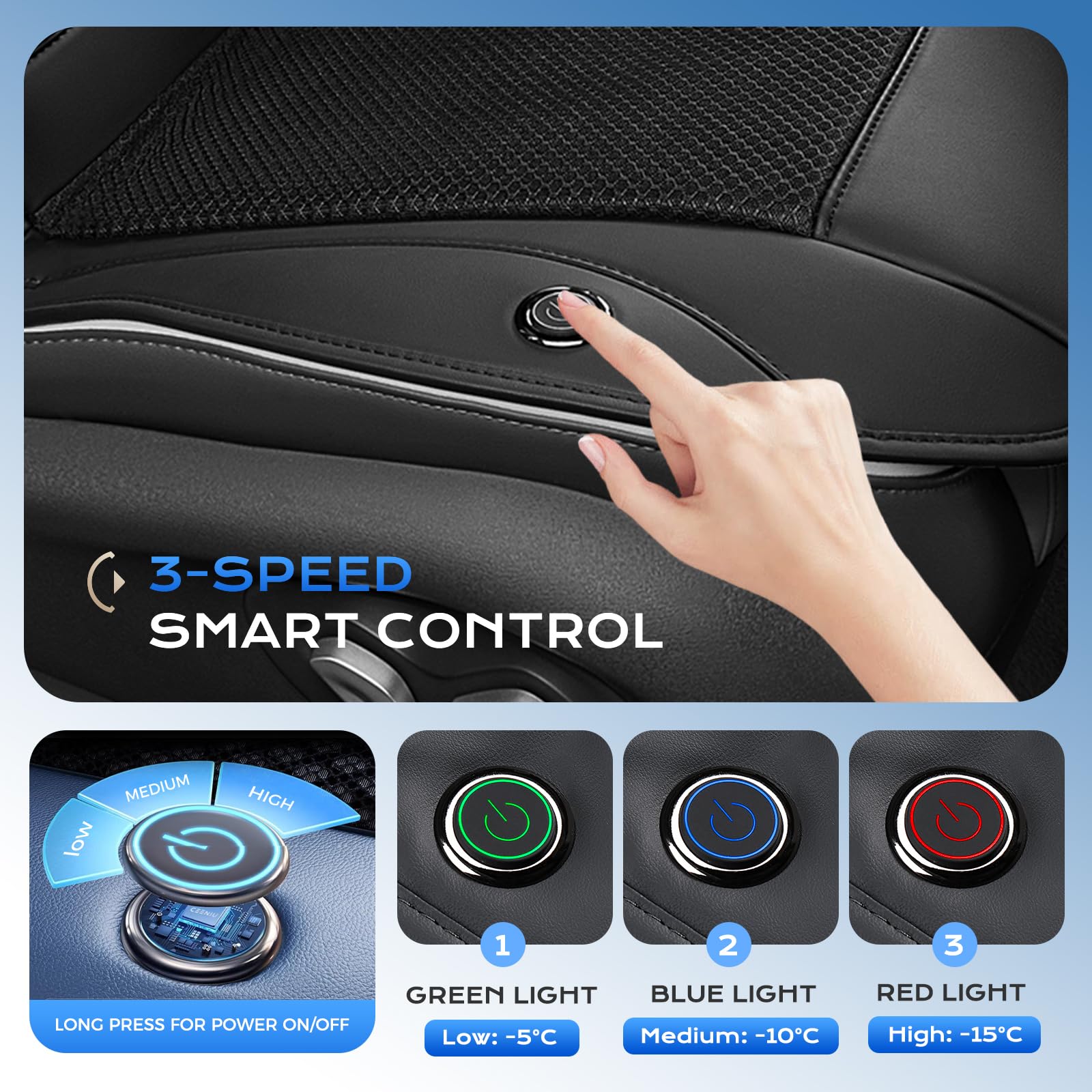Coverado Estate Auto Coprisedili con Potente Ventilatori, 3 Velocità Regolabile Coprisedile Auto Ventilato Universal Fit per limousine,LKW, SUV, VAN