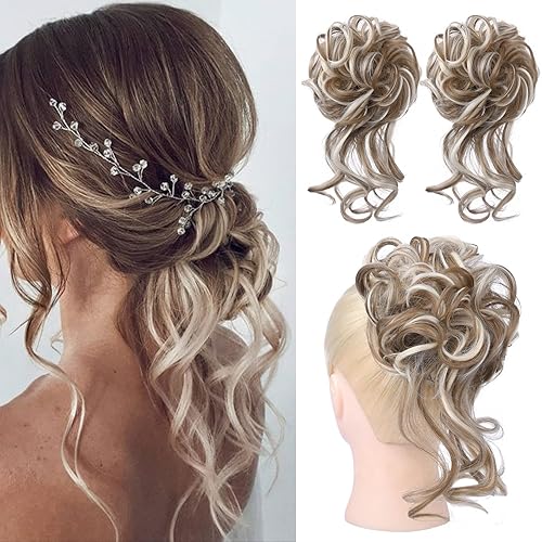 HOOJIH 2 piezas de cabello desordenado con moño despeinado, extensiones de moño rizado y ondulado para cola de caballo para mujer, HB010 Dasiy,