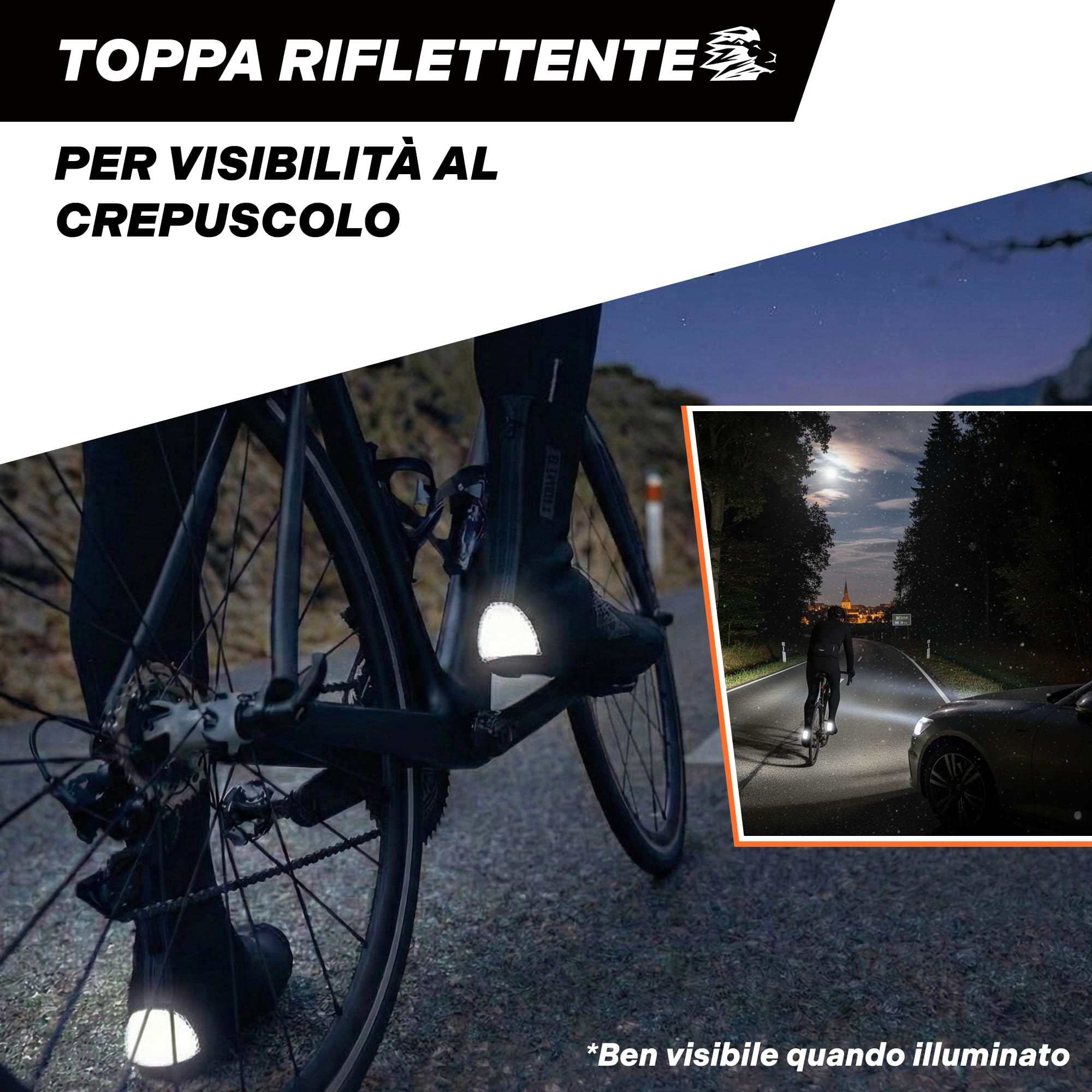 Copriscarpe per bici da corsa, in neoprene, impermeabile, antivento, invernali, per bici da corsa, protezione antipioggia, copriscarpe riflettenti
