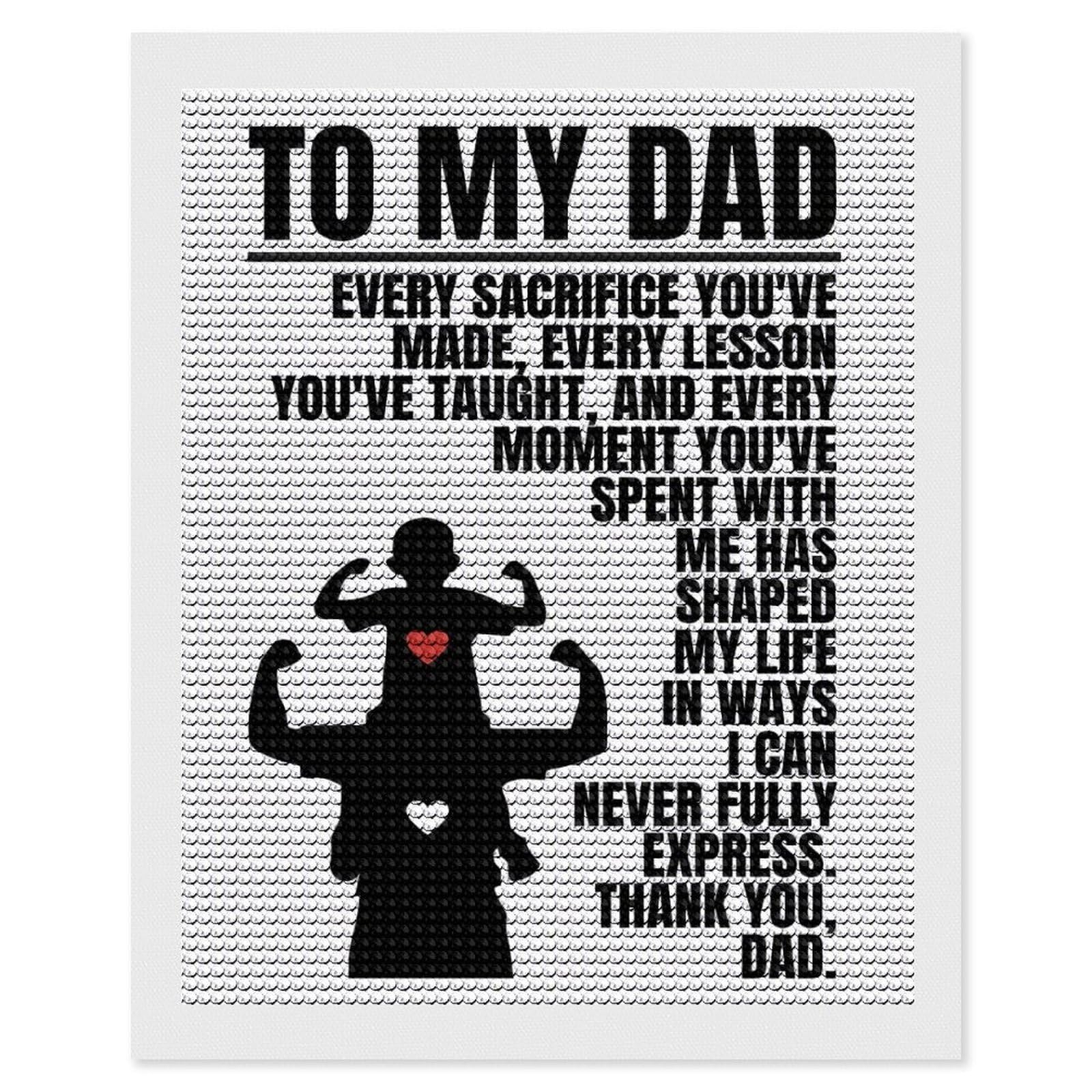 Junmoney to My Dad - Fathers Day Card Diamond Art Kit 16"x20", Relaxing DIY Hobby, Satisfying Creative Project, Living Room Decor, for Women