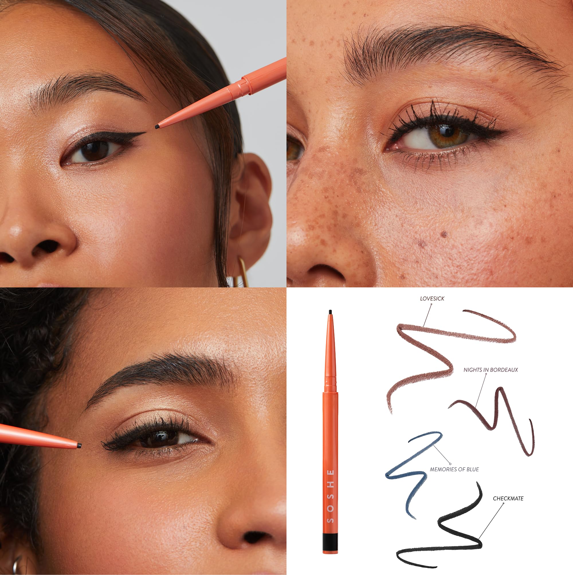 SOSHE Beauty – Präzisions-Eyeliner, wasserfest, 1,5 mm, fleckenresistent, einfache Nachfüllungen, tierversuchsfrei, zertifiziert als negativer Kunststoff