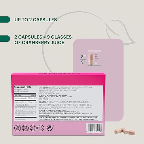 Miniatura 5 de Cranbycyst Max - Tratamiento de la infección urinaria para mujeres - 9 vasos de jugo de arándano en 1 porción - Píldoras de arándano sin azúcar -