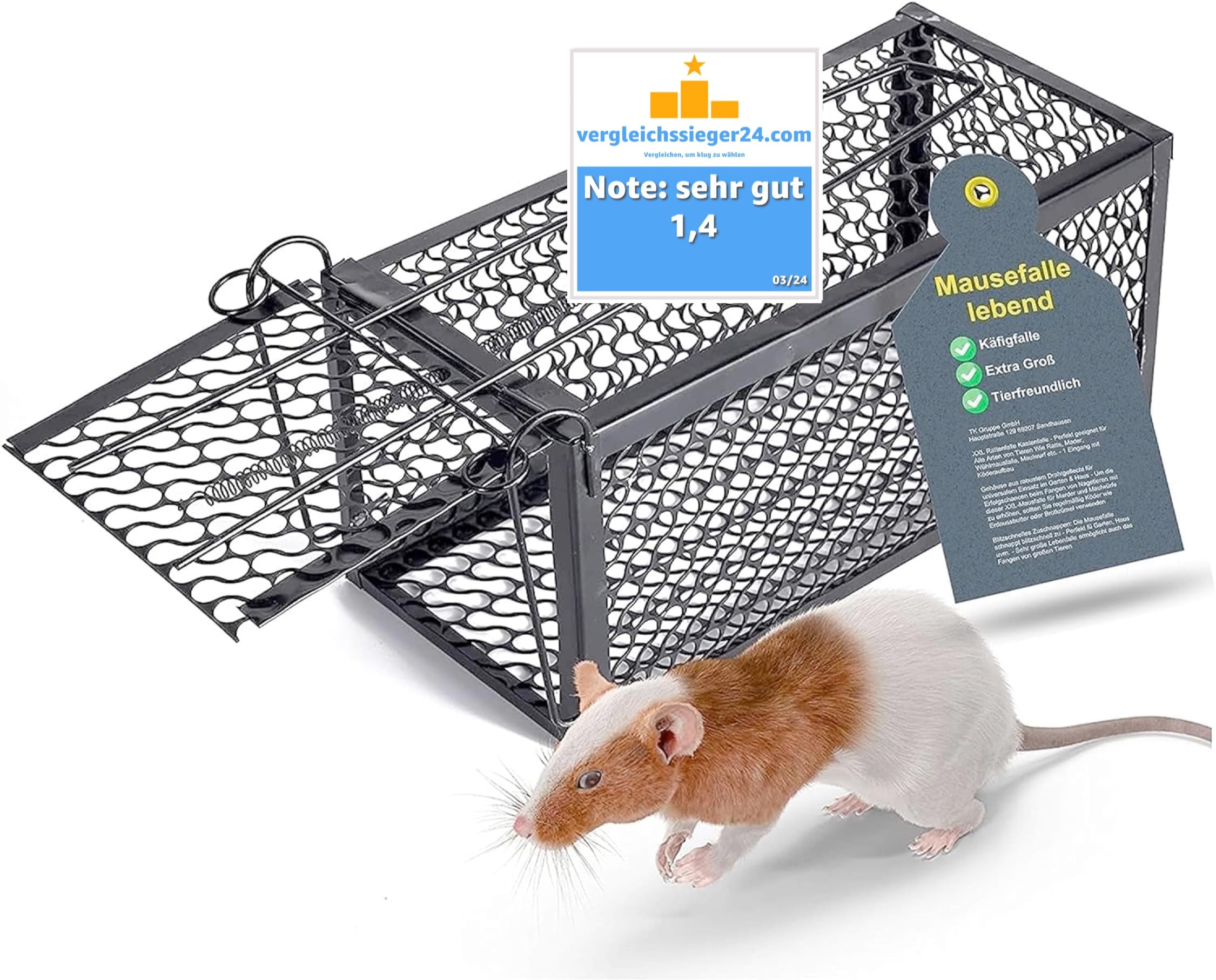 XXL Lebendfalle Kfigfalle - Mausefalle & Marderfalle & Rattenfalle -  lebend - Musefallen - Maus & Ratte Kfigfalle mit Kderfixierung Silber :  Amazon.de: Garten