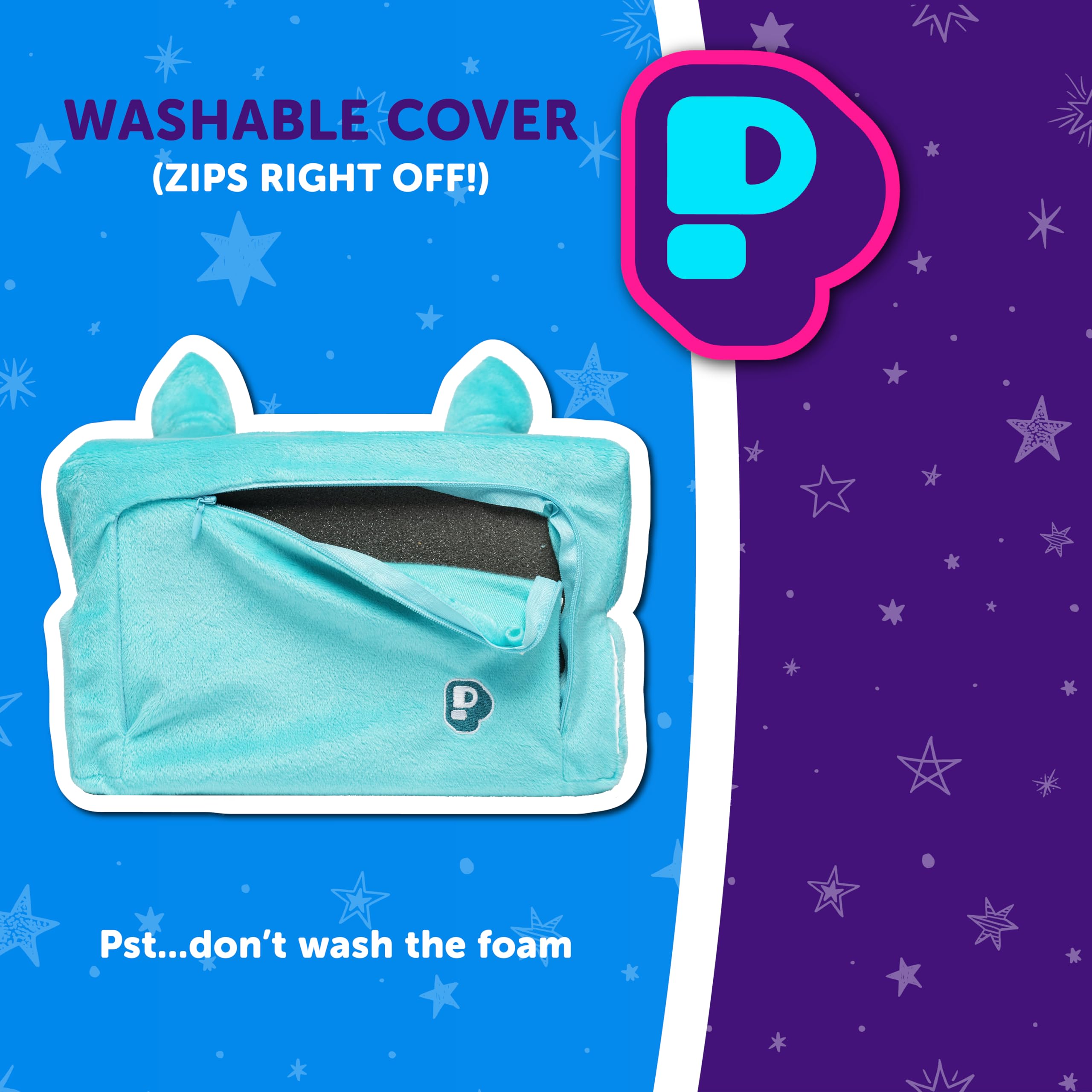 Pillow Cube Kid Cube - Unicorn Memory Foam Pillow For Toddler Side Sleepers, Crystal Design