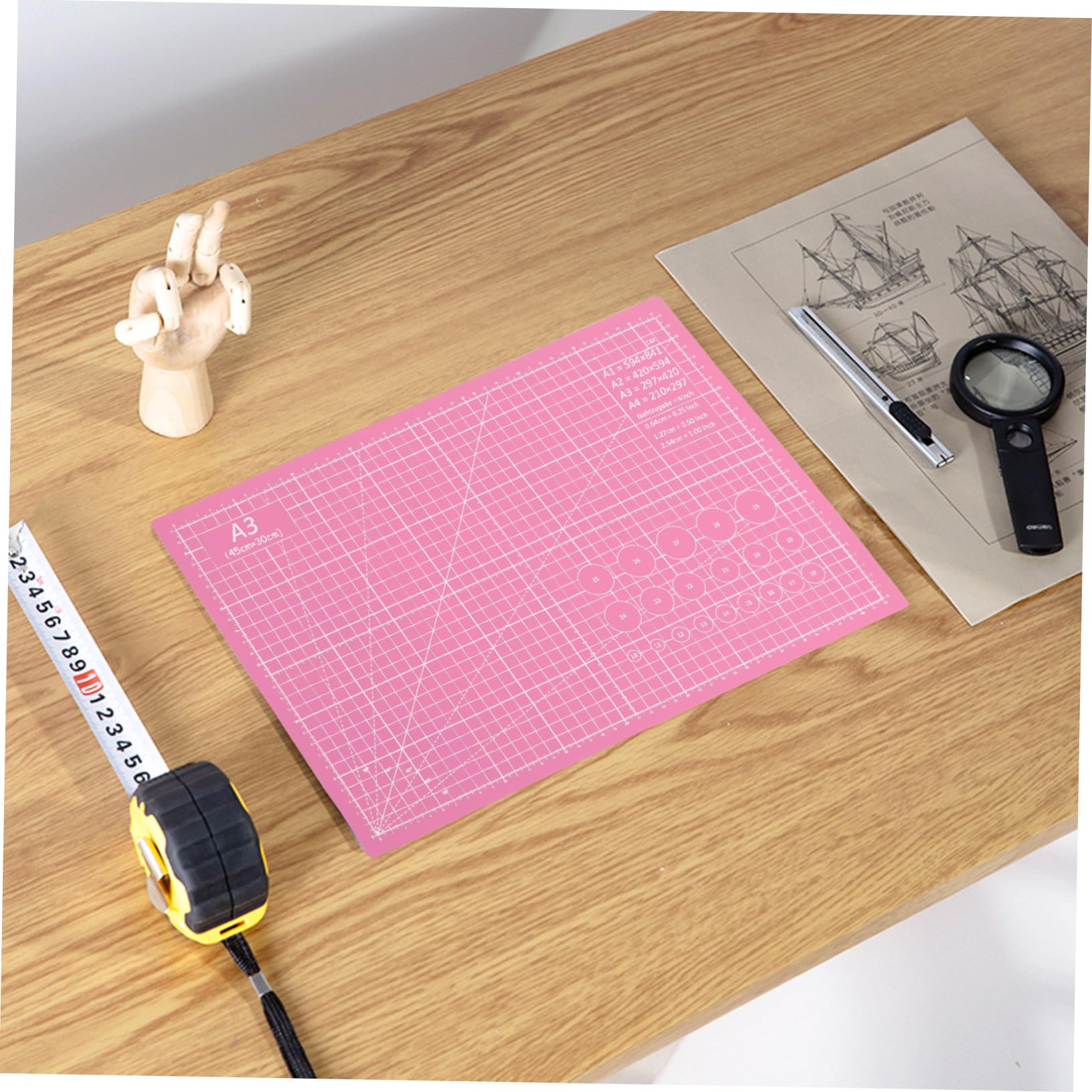 Alfombrilla de Corte Doble Cara Autocuración PVC para Manualidades Costura Quilting Scrapbooking con Escala Geométrica Resistente
