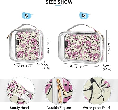 Miniatura 4 de ZOEO Bolsas de maquillaje transparentes, paquete de 2 bolsas de viaje, neceser, organizador portátil de cosméticos, para hombres y mujeres, bolsa de