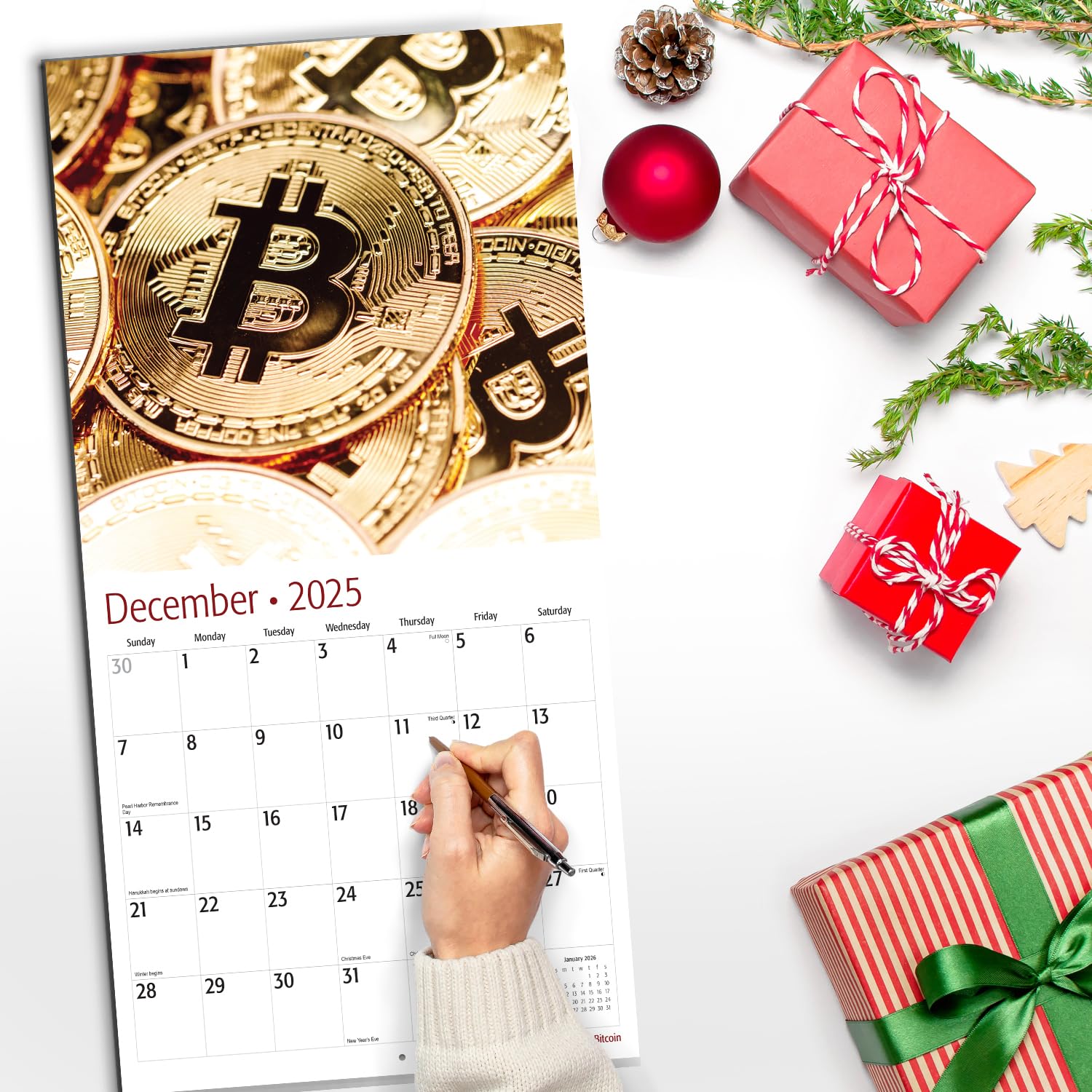 RED EMBER Bitcoin 2025 Hangable Monthly Wall Calendar | 12