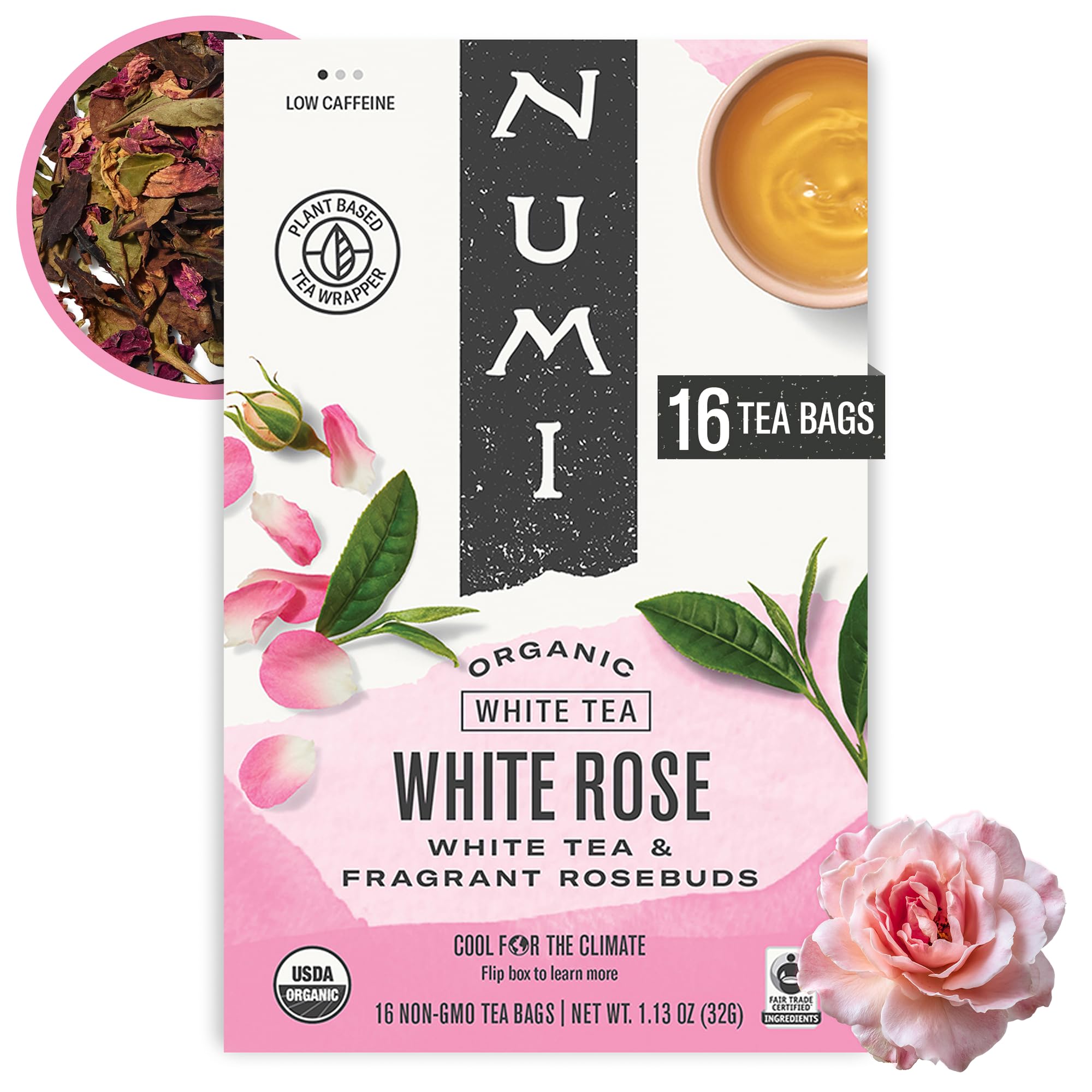 Numi Organic Tea White Rose Tea, 16 ct