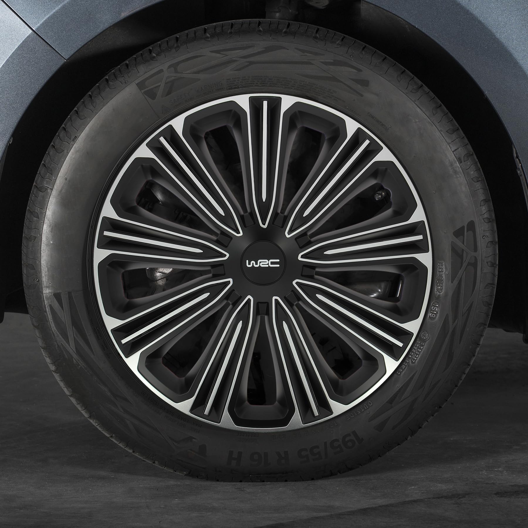 Cartrend Copricerchi Evo 16' - Set Di 4 In ABS Resistente Per Cerchi In Acciaio Nero/argento - 2