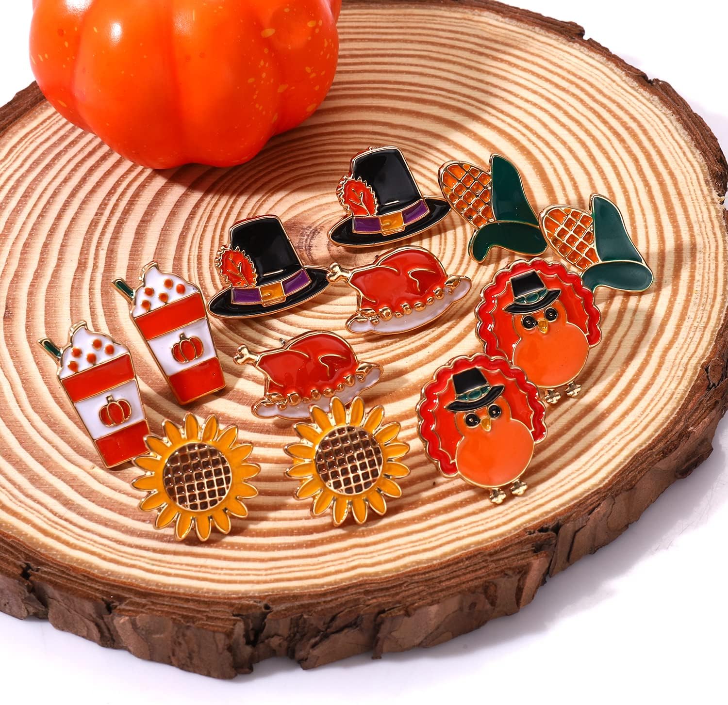 Thanksgiving Stud Earrings for Women Enamel Pumpkin Candy Corn Fall Earrings Cute Turkey Maple Leaf Dangle Earrings Autumn Holiday Party Accessory Jewelry Gifts - Image 3