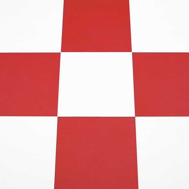 Self Adhesive Floor Tile Vinyl Flooring Peel and Stick Vinyl Floor for Kitchen Bathroom Waterproof Red and White 30X30cm 10pcs