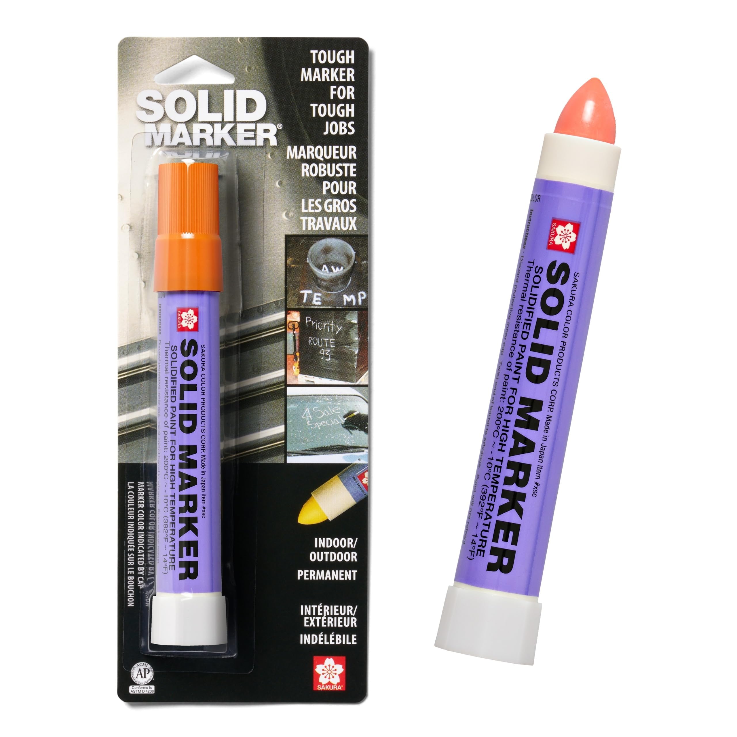 Sakura Solidified Paint Solid Marker, 14 to 392 Degrees F, Orange
