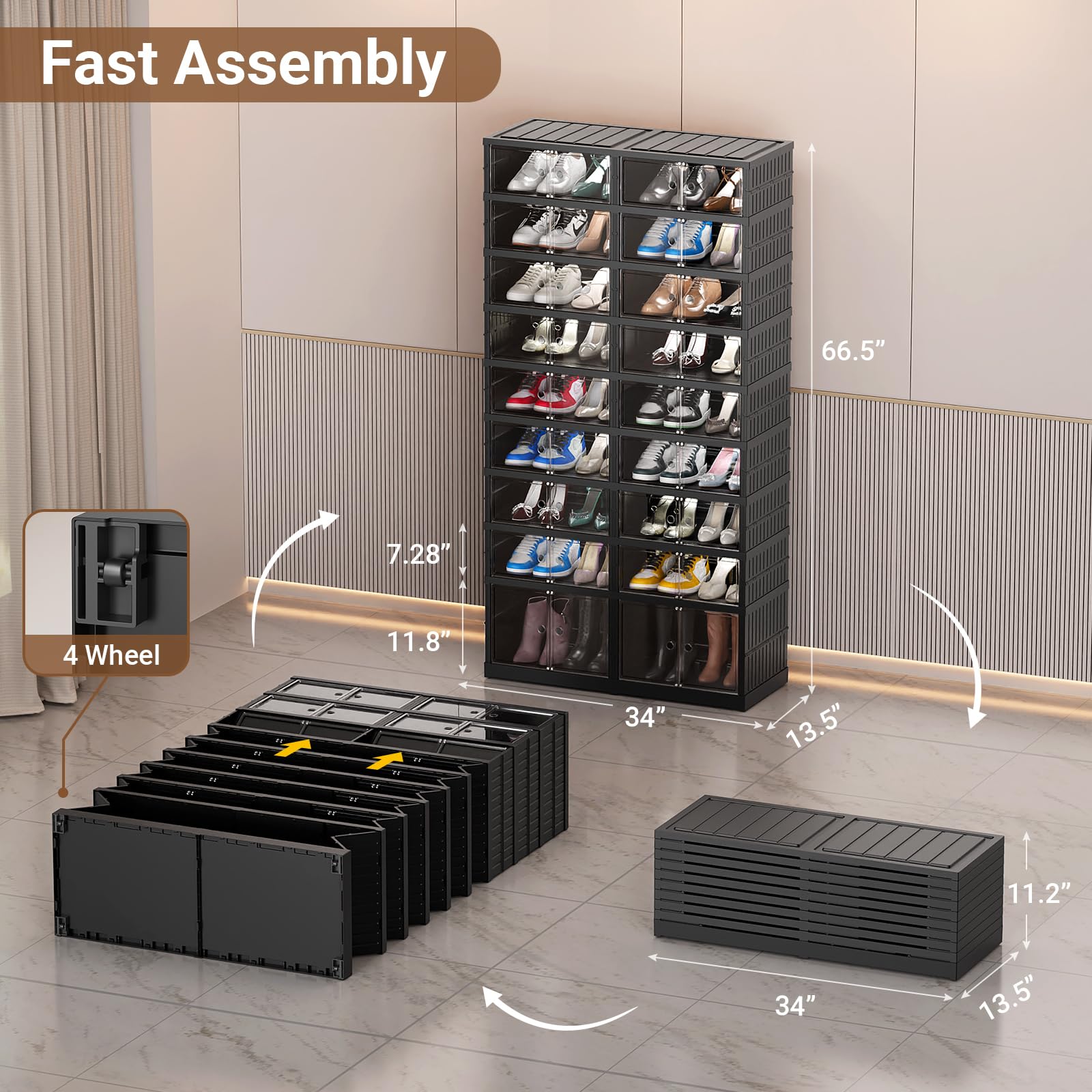 Snapklik.com : BROVIEW 9 Tiers 36Pairs Large Shoe Storage Organizer ...