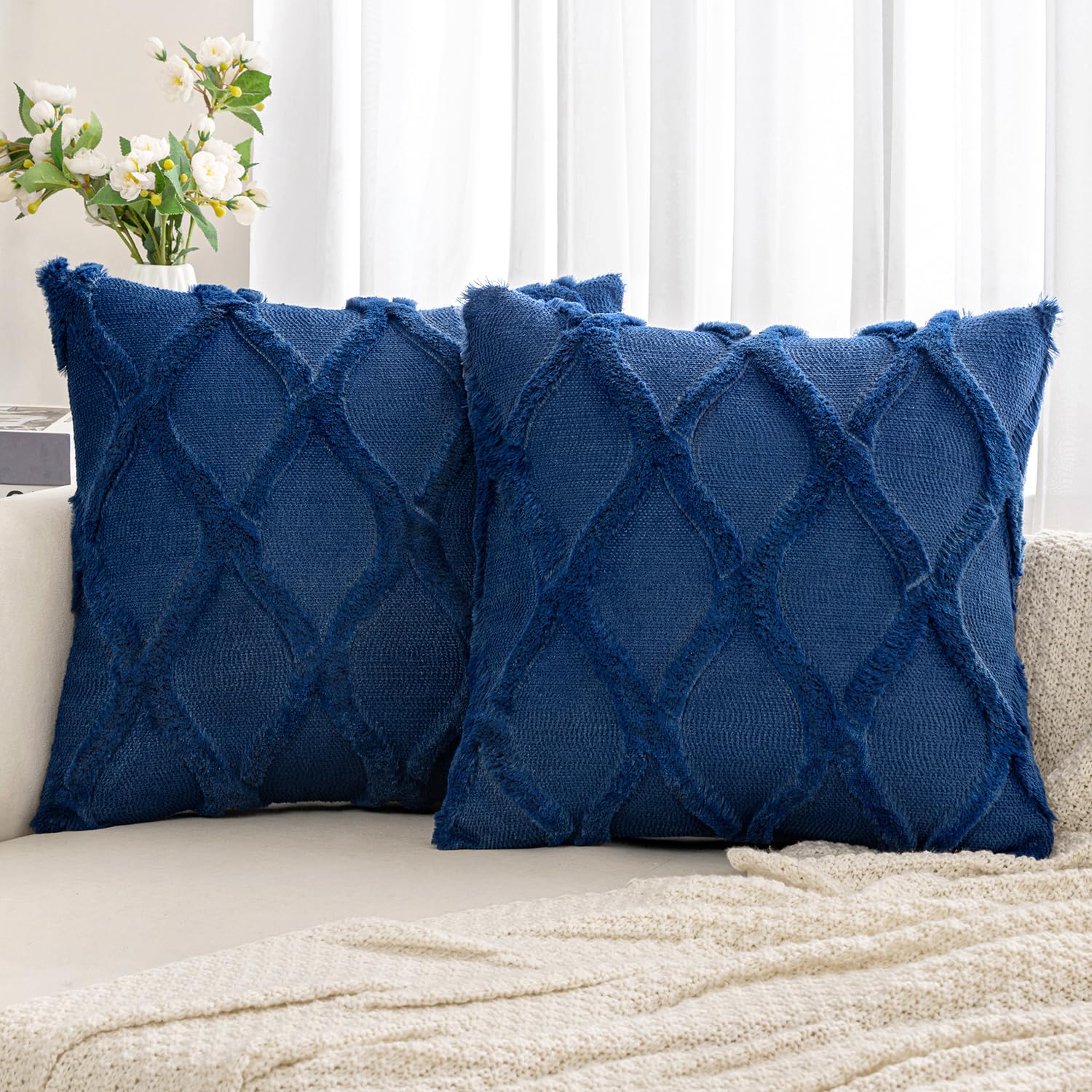 Amazon.com: MIULEE Dark Blue Decorative Throw Pillow Covers 18x18 Inch ...