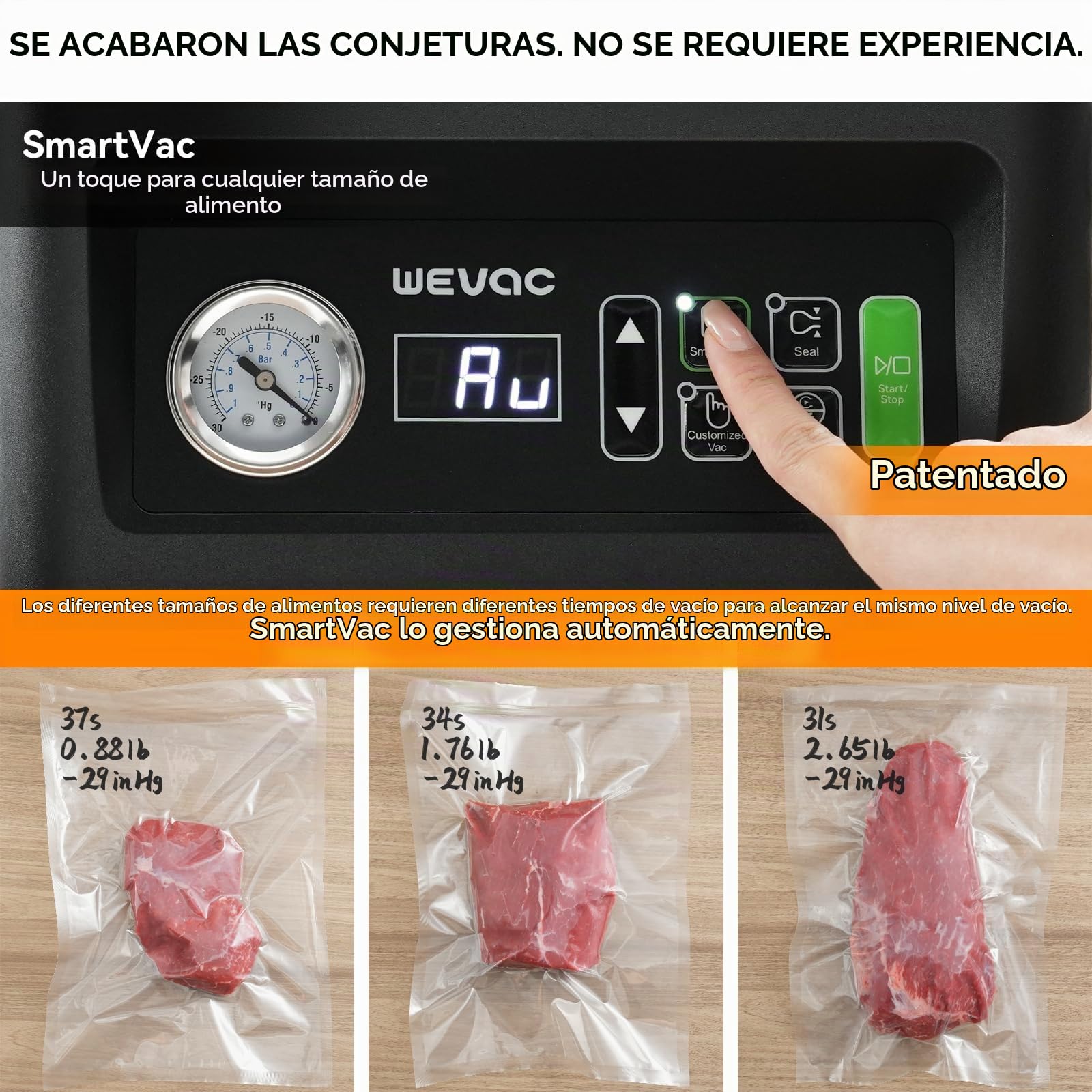 Wevac CV12Pro Envasadora al Vacío de Cámara 430W, Bandeja Extraíble&Lavable | Temporizador automático inteligente de vacío, cámara profunda y diseño fácil de limpiar, grado comercial