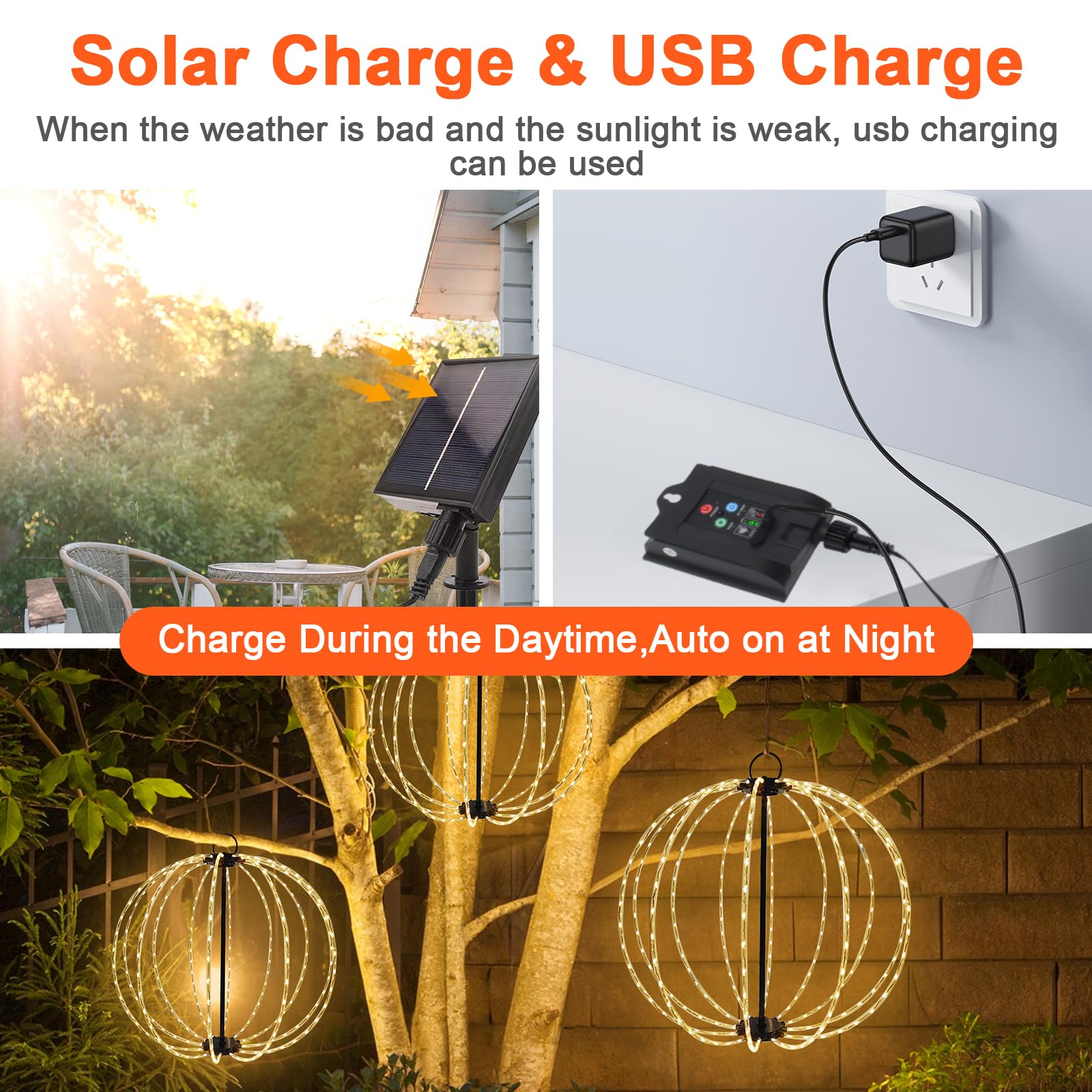 Latarnia solarna wisząca, 30 cm, 8 trybów pracy, lampa solarna na zewnątrz, IP65, wodoszczelna, odporna na warunki atmosferyczne, 96 diod LED, do ogrodu, na zewnątrz, wisząca lampa solarna na